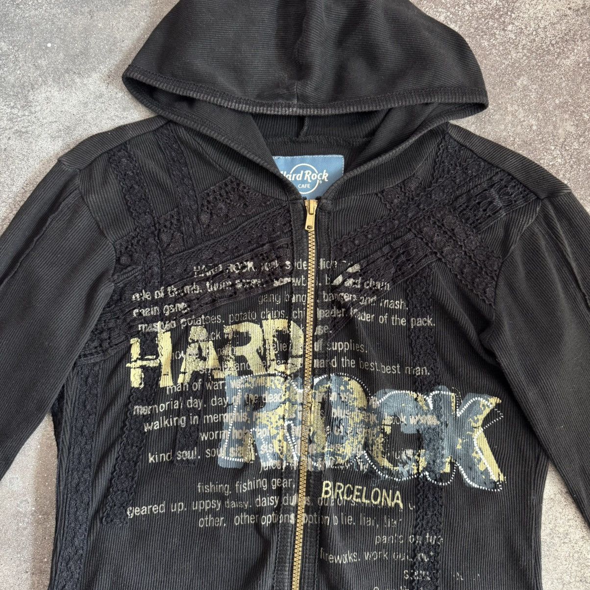 Hard Rock Cafe × Vintage Hard Rock Cafe Y2K Vintage Grunge Gothic Ribbed Zip Hoodie Size M / US 6-8 / IT 42-44 - 3 Thumbnail