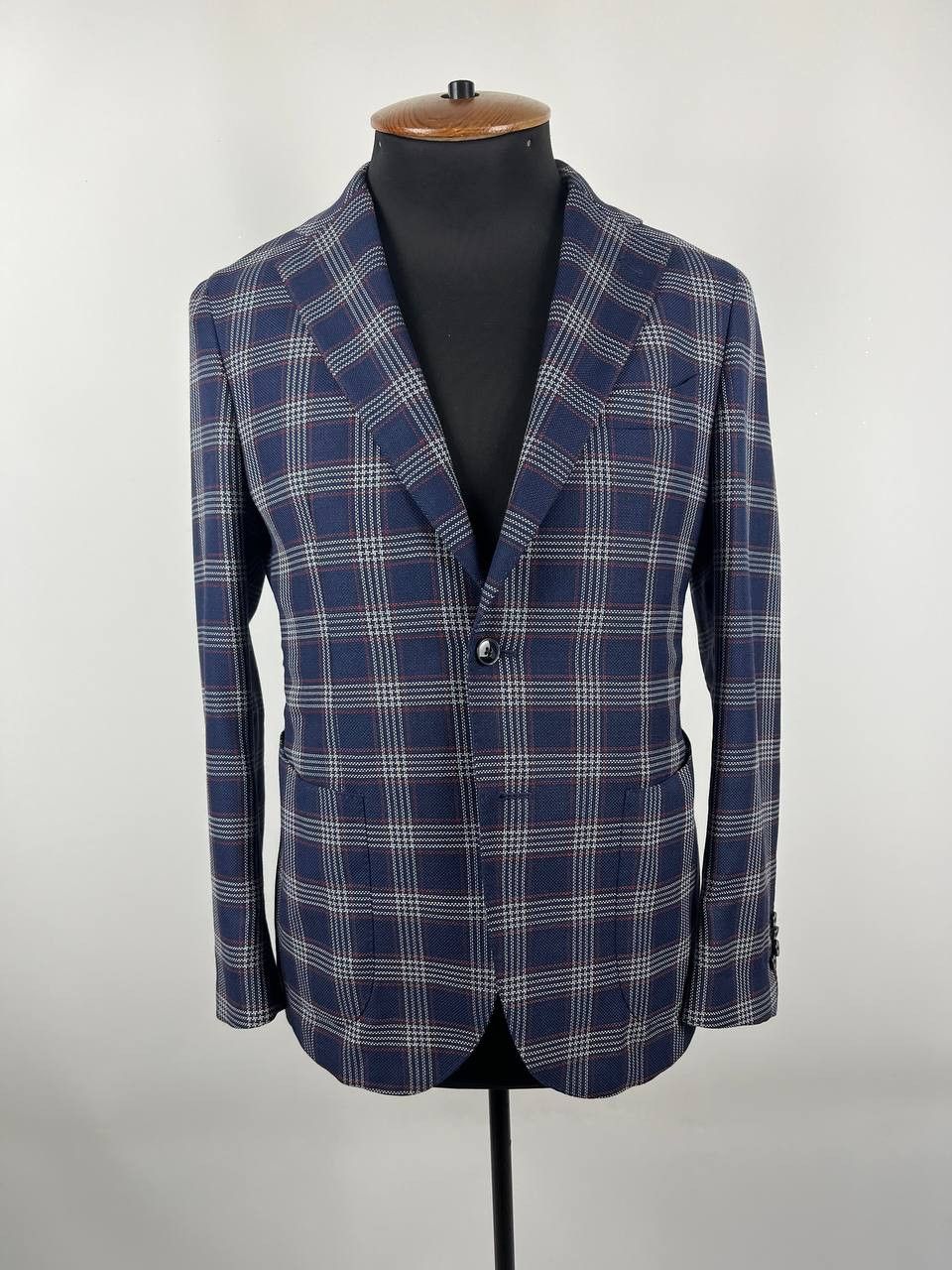 L.B.M. 1911 L.B.M. 1911 Tailored Limited Edition Blue Plaid Blazer Size 42S - 1 Thumbnail