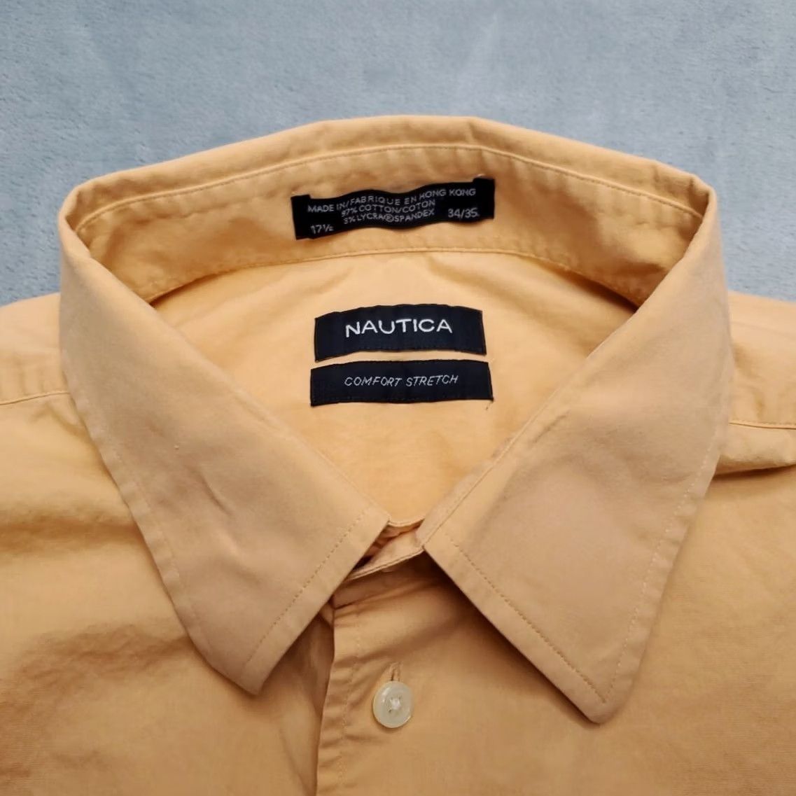 Nautica Nautica Shirt Mens 17.5 Peach Long Sleeve Button Up Dress Casual Stretch Size US S / EU 44-46 / 1 - 7 Thumbnail