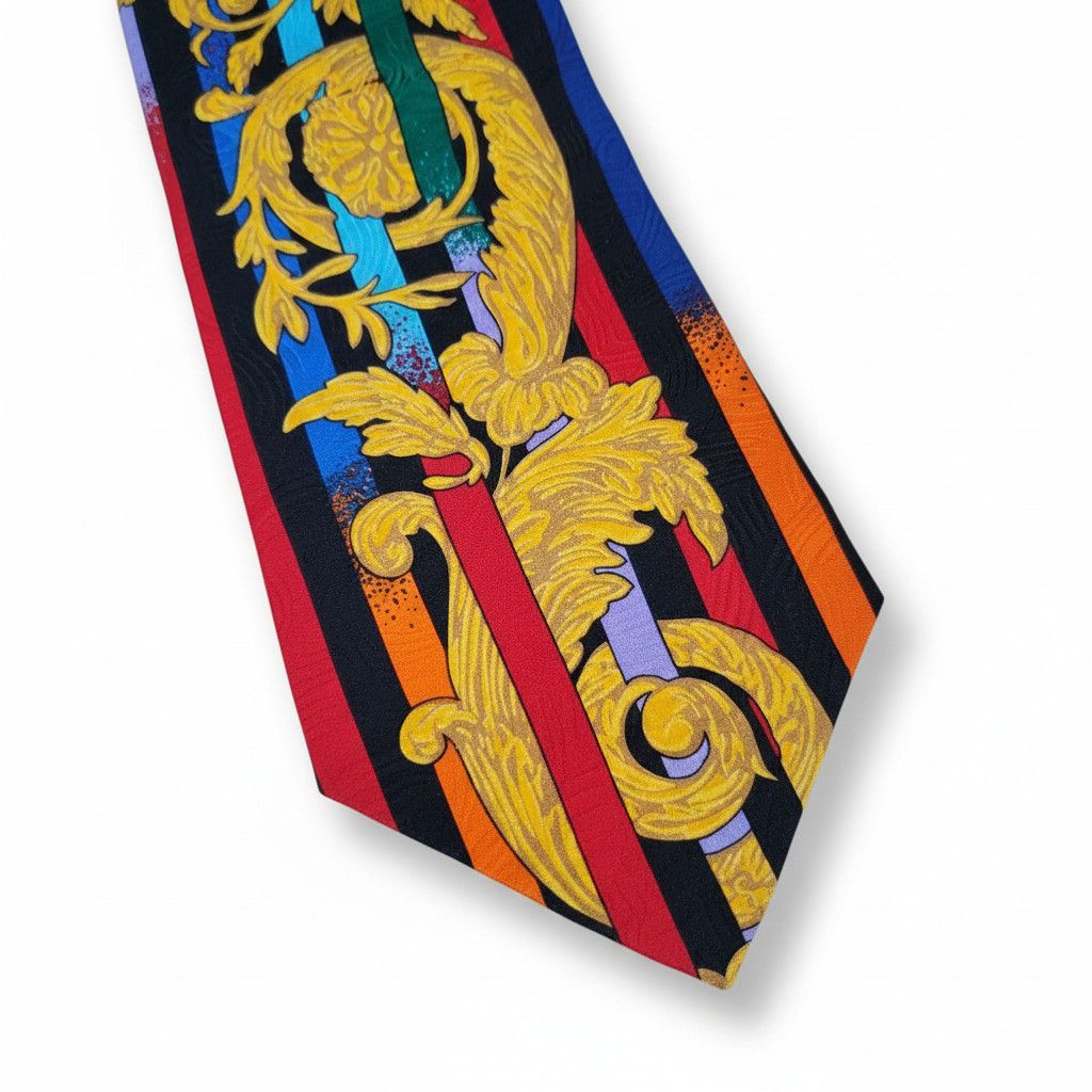 Other Rush Limbaugh 56x4" Necktie Rainbow Gold Filagree 100% Silk Size ONE SIZE - 4 Thumbnail