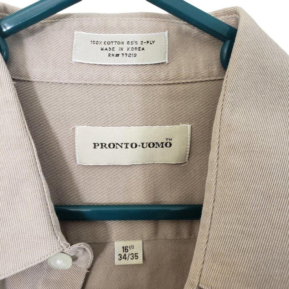 Pronto Uomo CT444 Pronto.Uomo Men's French Cuff Dress Shirt Tan 16.5 Size 38R - 3 Thumbnail