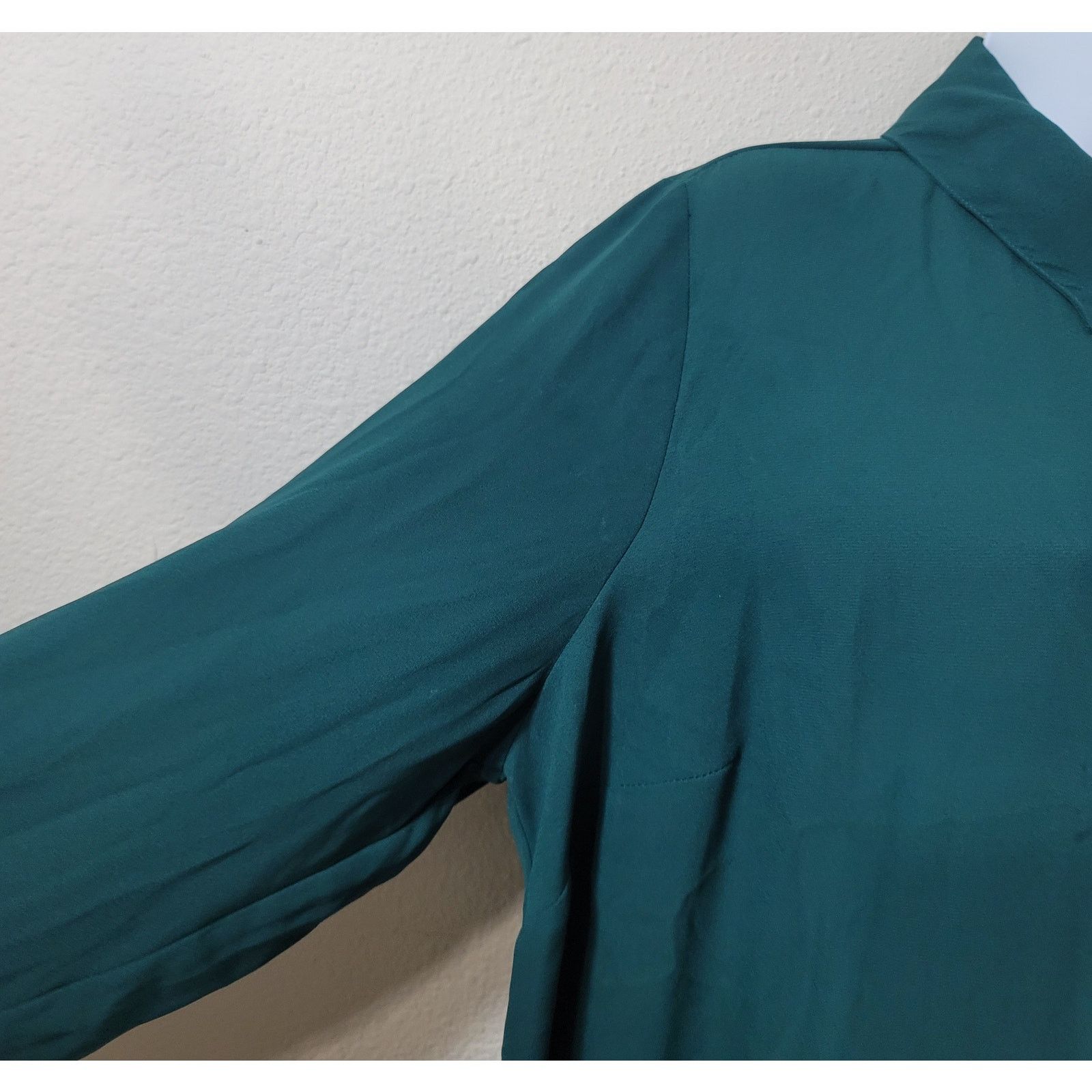 Other Lane Bryant Green Button Up Pointed Collar Top 10 12 Size L / US 10 / IT 46 - 6 Thumbnail