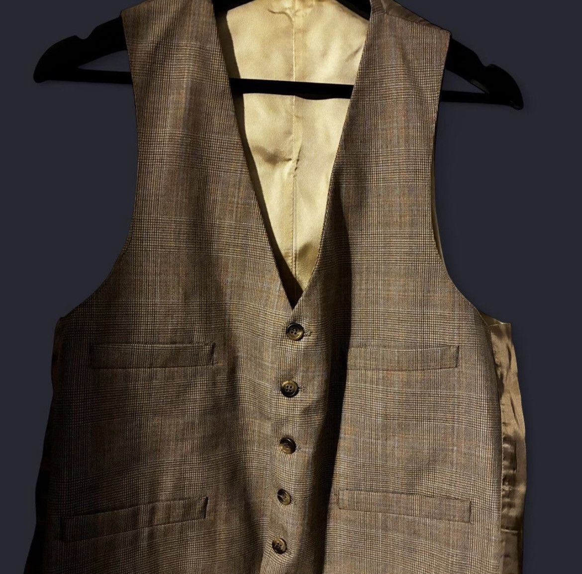 Vintage 3 Piece Suit Tan Pattern Size 40R - 2 Thumbnail