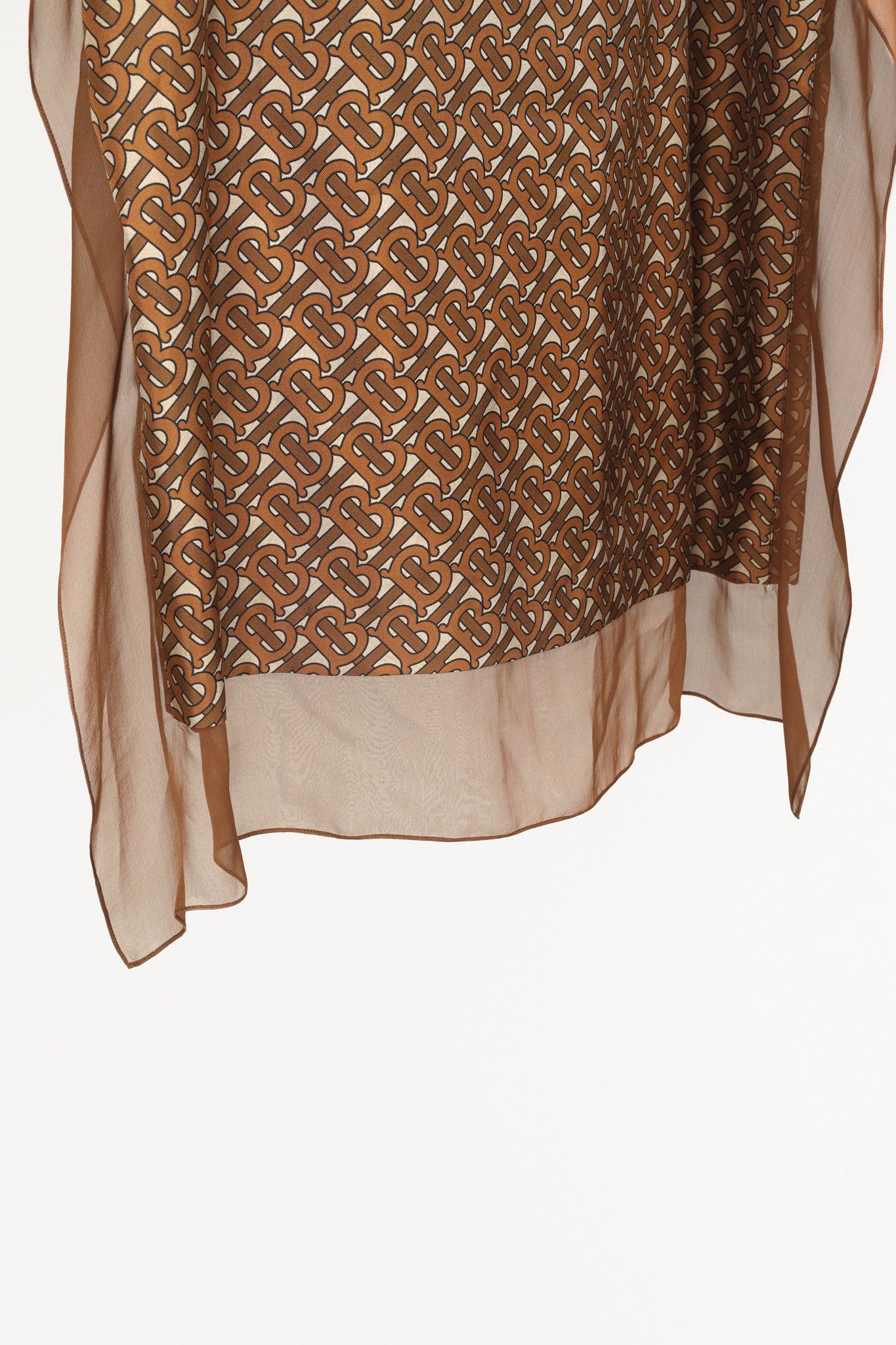 Burberry Burberry Brown Logo-Printed Scarf-Detail Midi Skirt Size 31" - 4 Thumbnail