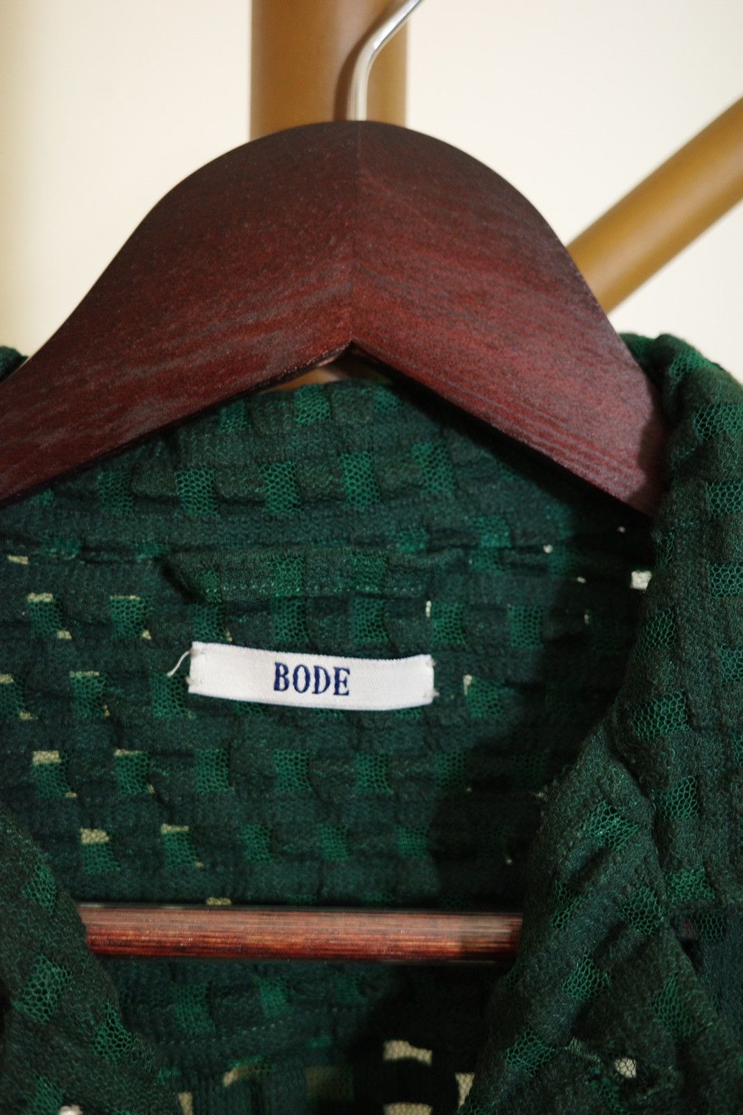 Bode Sheer Brick Lace Long Sleeve Shirt