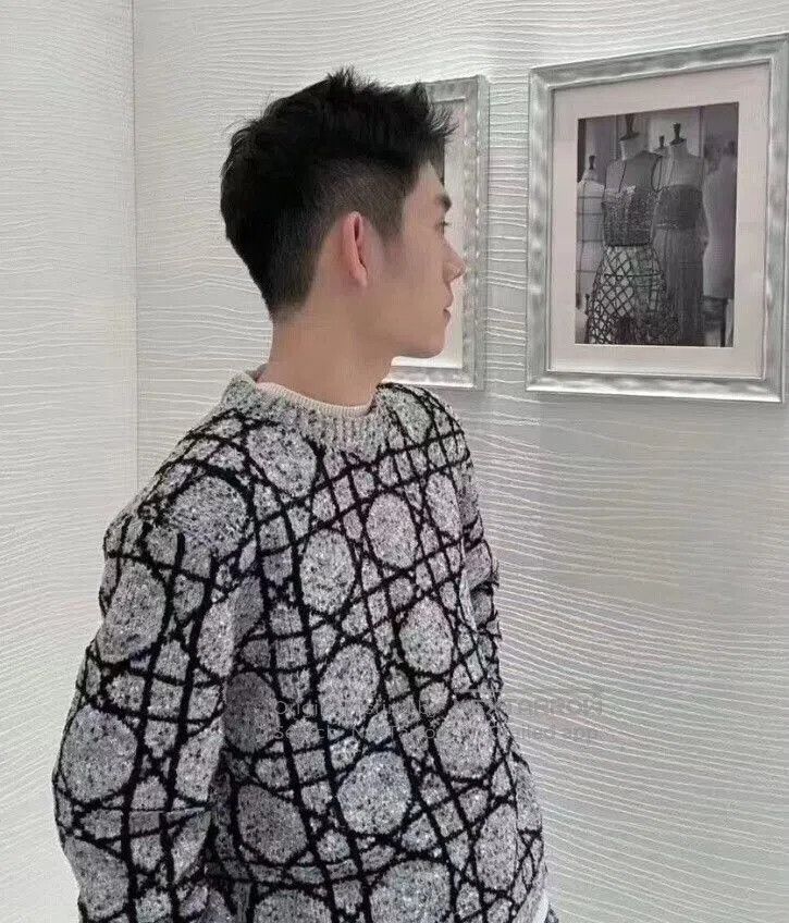 Dior Dior Gray Silver Cannage Knit Sweater. Size US XL / EU 56 / 4 - 9 Thumbnail