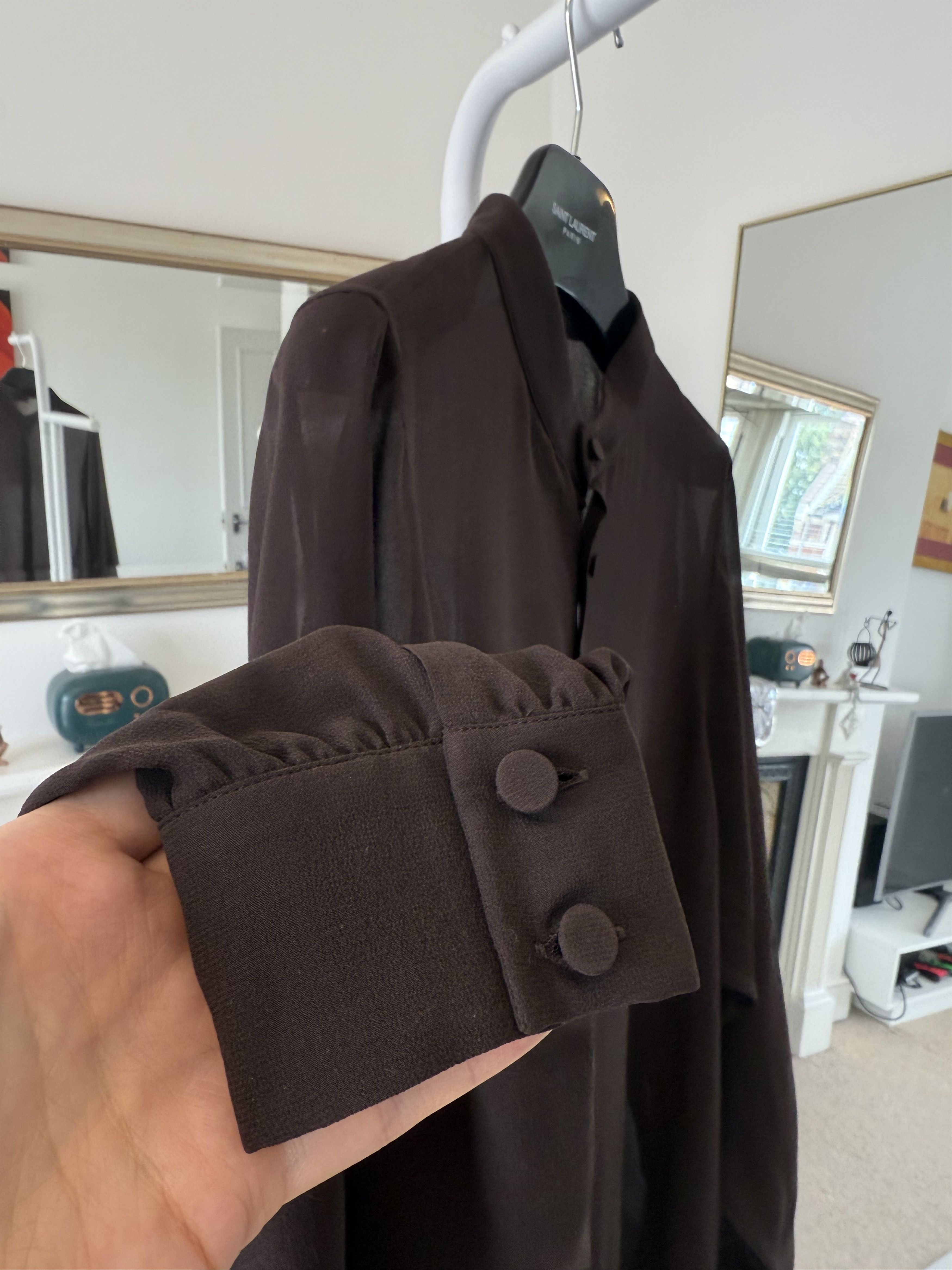 Saint Laurent Paris SS23 Saint Laurent Silk Brown Shirt Size US M / EU 48-50 / 2 - 7 Thumbnail