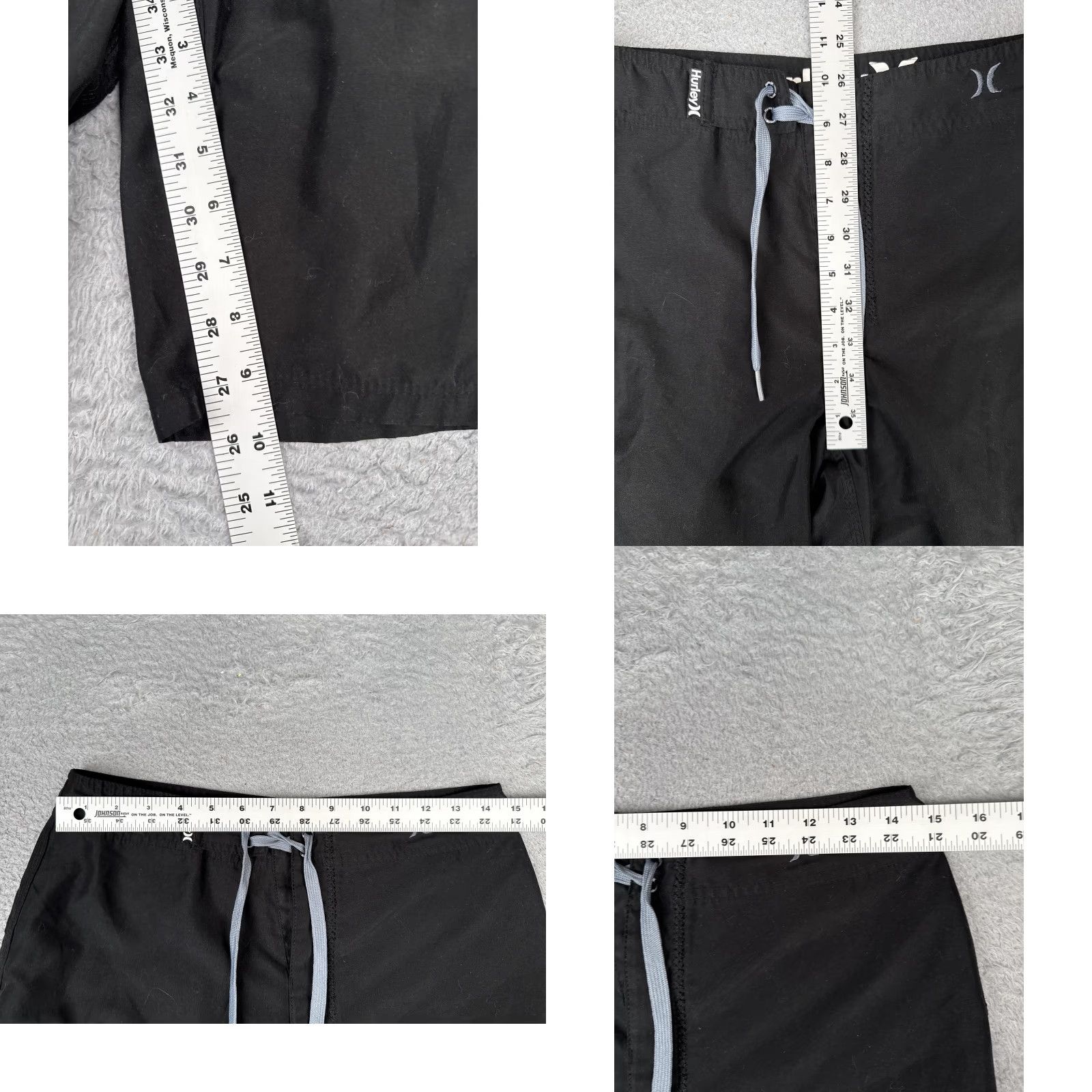 Hurley Hurley Board Shorts Mens 29x10 Black Swim Trunks Drawstring Cargo Pocket Surf Size US 29 - 8 Thumbnail