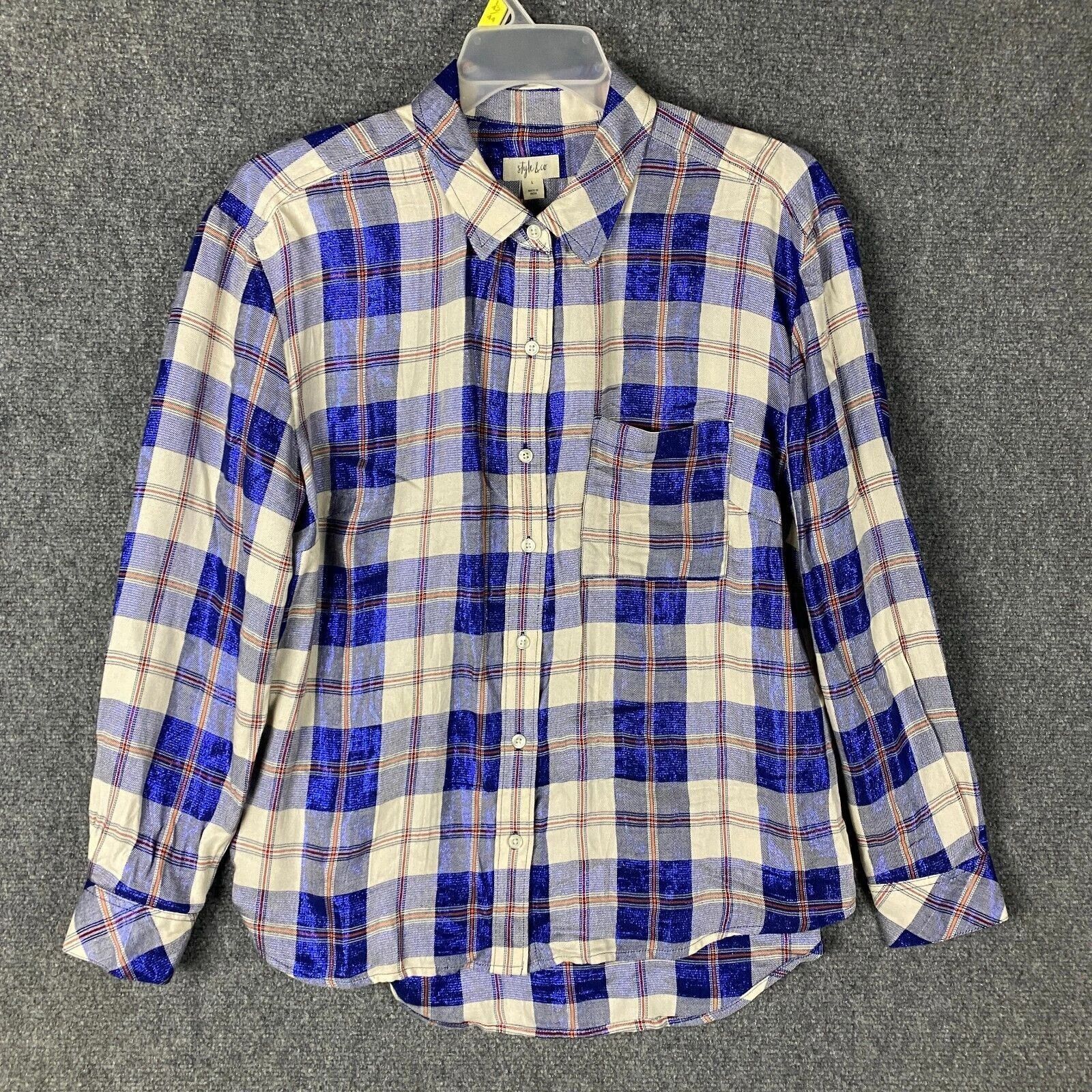 Style & Co Style & Co Button Up Top Women's Large Long Sleeve Viscose L Size L / US 10 / IT 46 - 1 Thumbnail