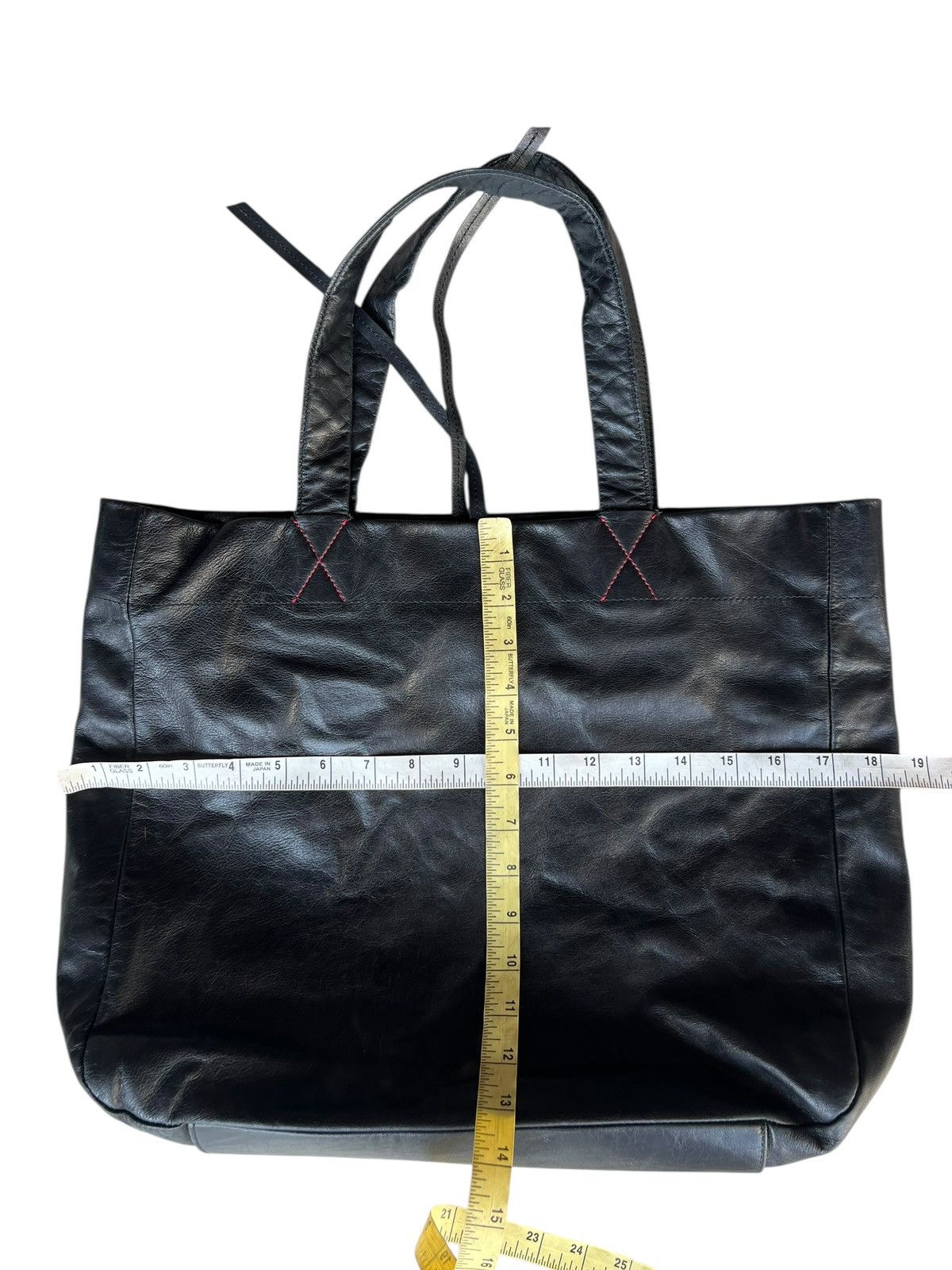Leather B. Stuff Japan Patina Black Leather Tote Bag Size ONE SIZE - 24 Thumbnail