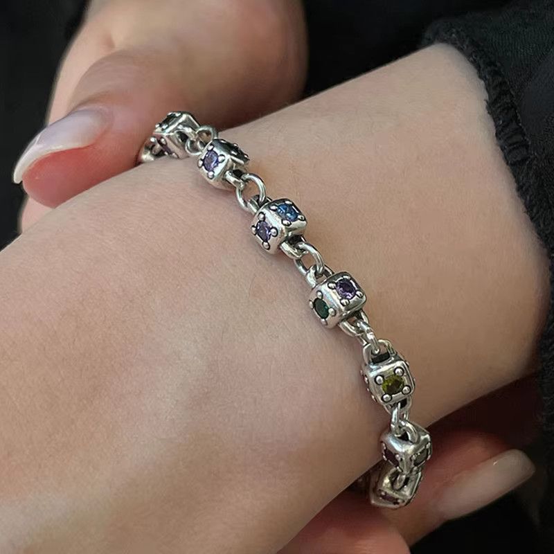 Jewelry Multicolor Zircons Chain Bracelet Size ONE SIZE - 2 Thumbnail