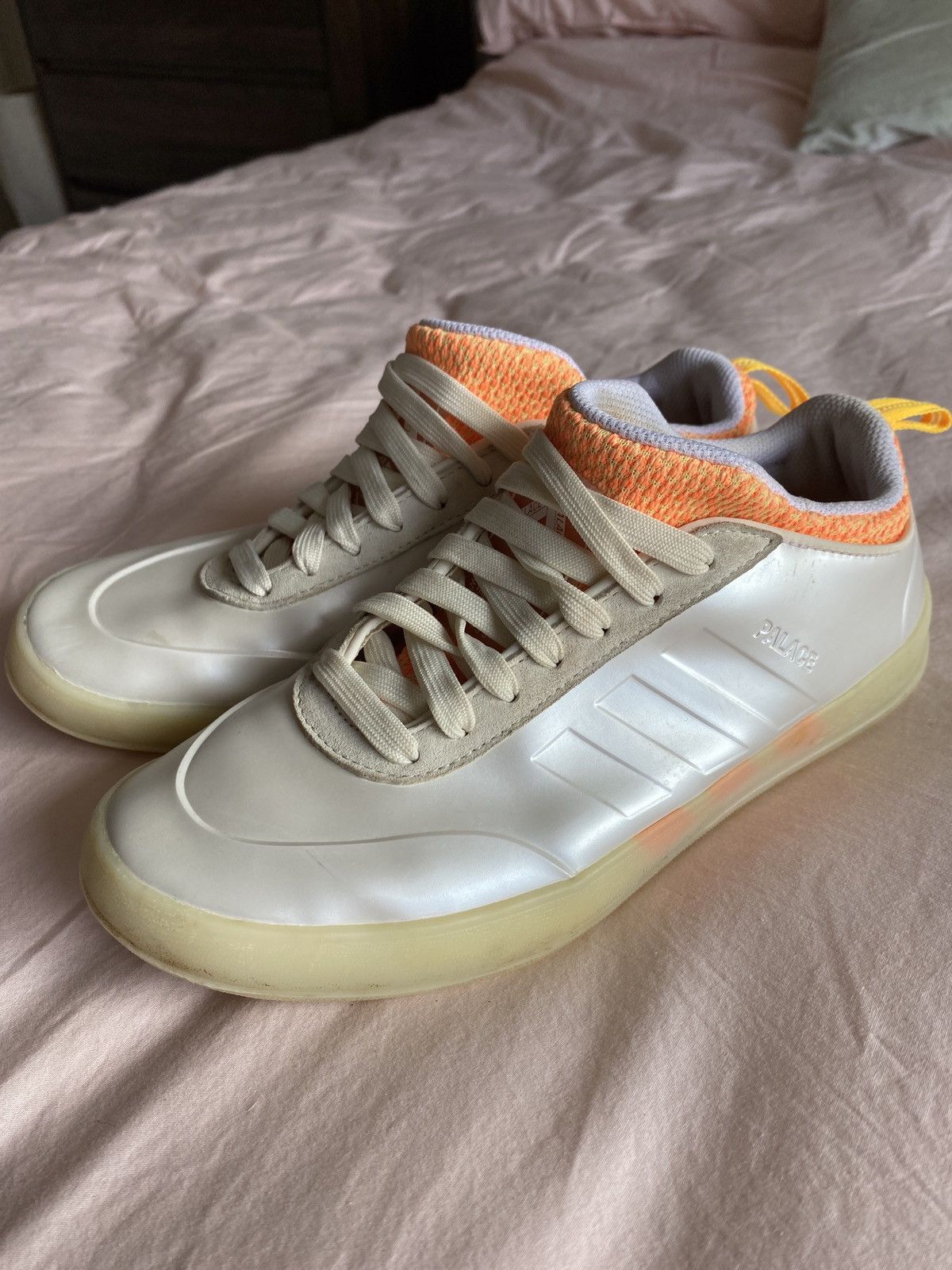 image of Adidas x Palace Pro 2 Whit Orange Shoes in White, Men's (Size 6)