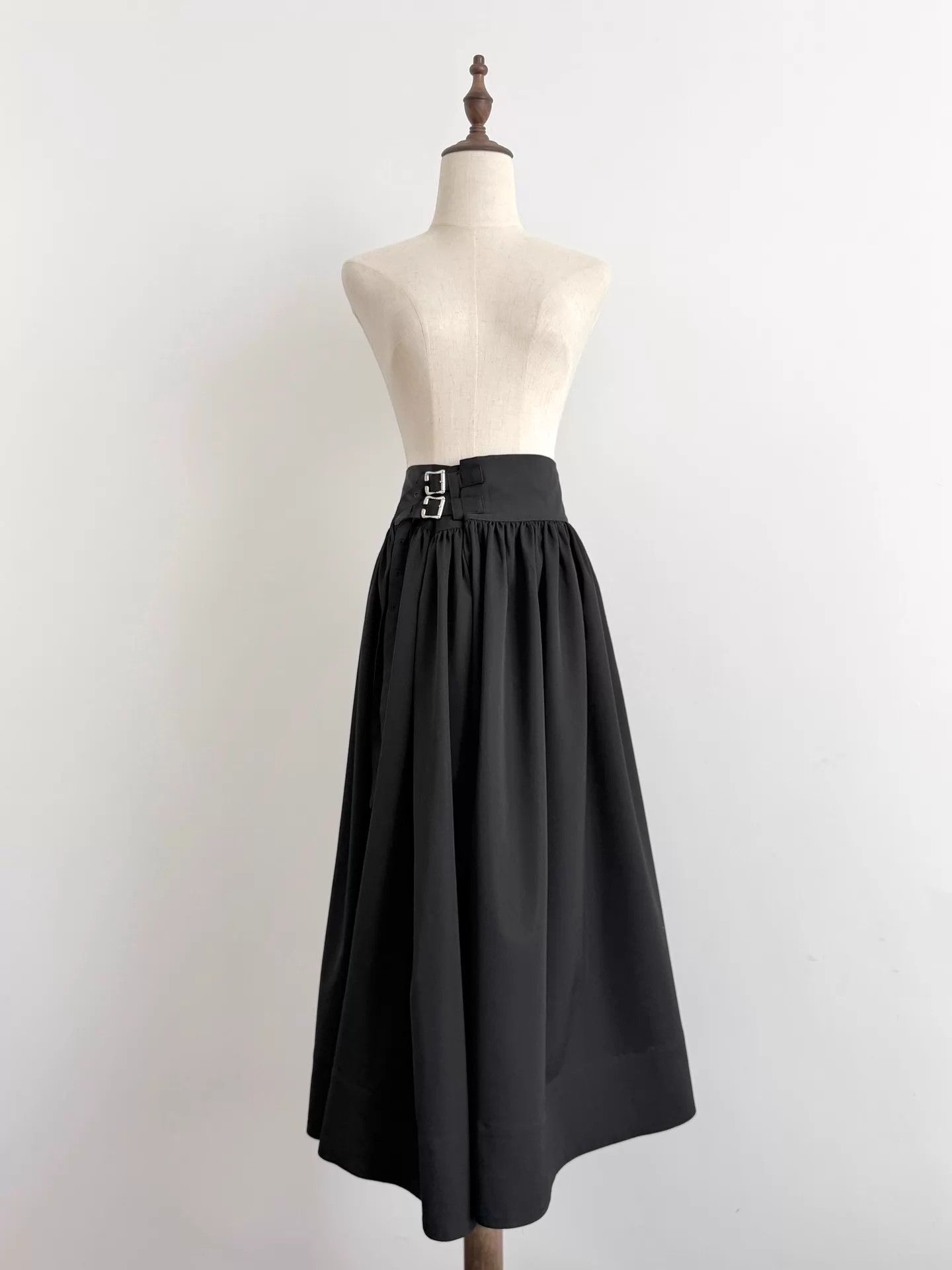 Limi Feu Limi feu Double Buckle Wool Midi Skirt Black S Size 26" / US 2 / IT 38 - 6 Thumbnail