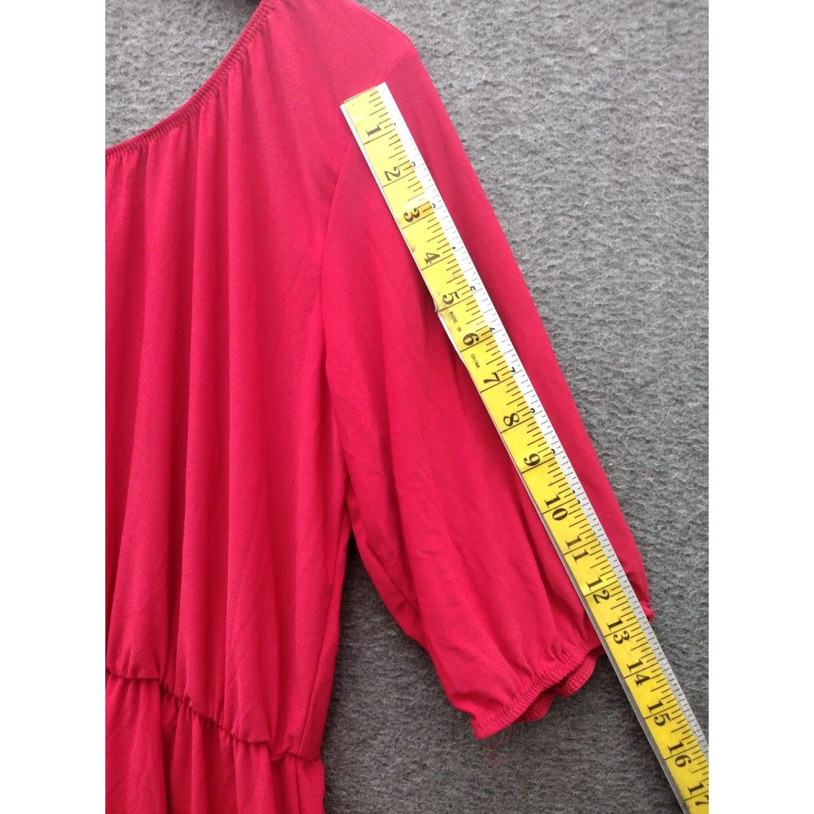 Vintage Star Vixen Blouson Dress Women Peasant Midi Boat Neck Red 1X Size XL / US 12-14 / IT 48-50 - 5 Thumbnail