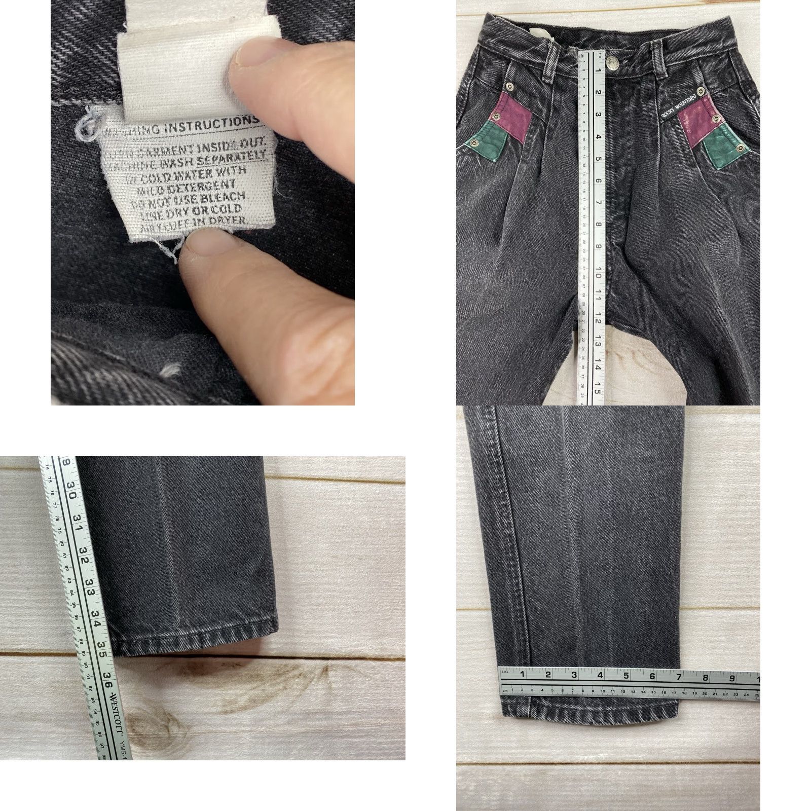 Vintage VINTAGE Rockies Jeans 27/5 Black Charcoal Western Leather Detail USA Made 90s Denim Jeans Womens Regular 27/5 Black Western 90s Rockies Jeans Size 27" / US 4 / IT 40 - 8 Thumbnail