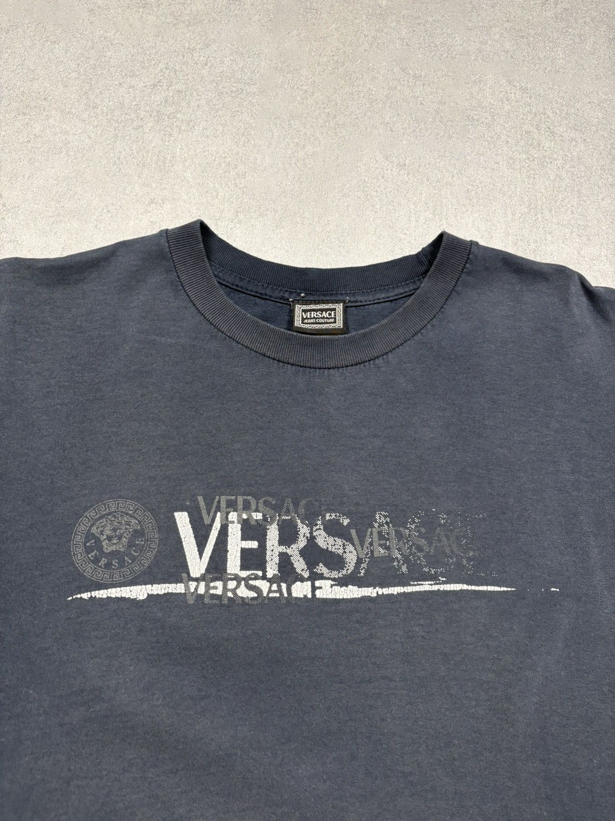 Versace Vintage Burnt Versace Jeans Couture Distressed Logo T-Shirt Size US XL / EU 56 / 4 - 4 Thumbnail