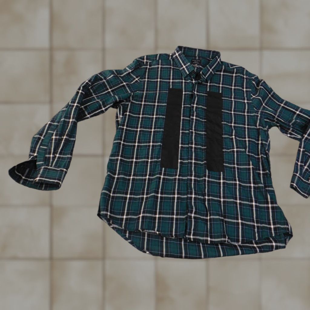 Vintage 7Diamonds Shirt Mens XL Green Plaid Long Sleeve Button Up Casual Patch Cotton Size US XL / EU 56 / 4 - 1 Thumbnail