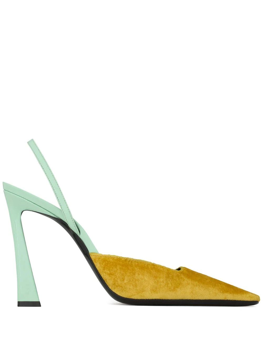 Saint Laurent Paris o1s1wg111024 Blade Slingback Pumps Silk Velvet Patent Yellow Size US 8.5 / IT 38.5 - 1 Thumbnail