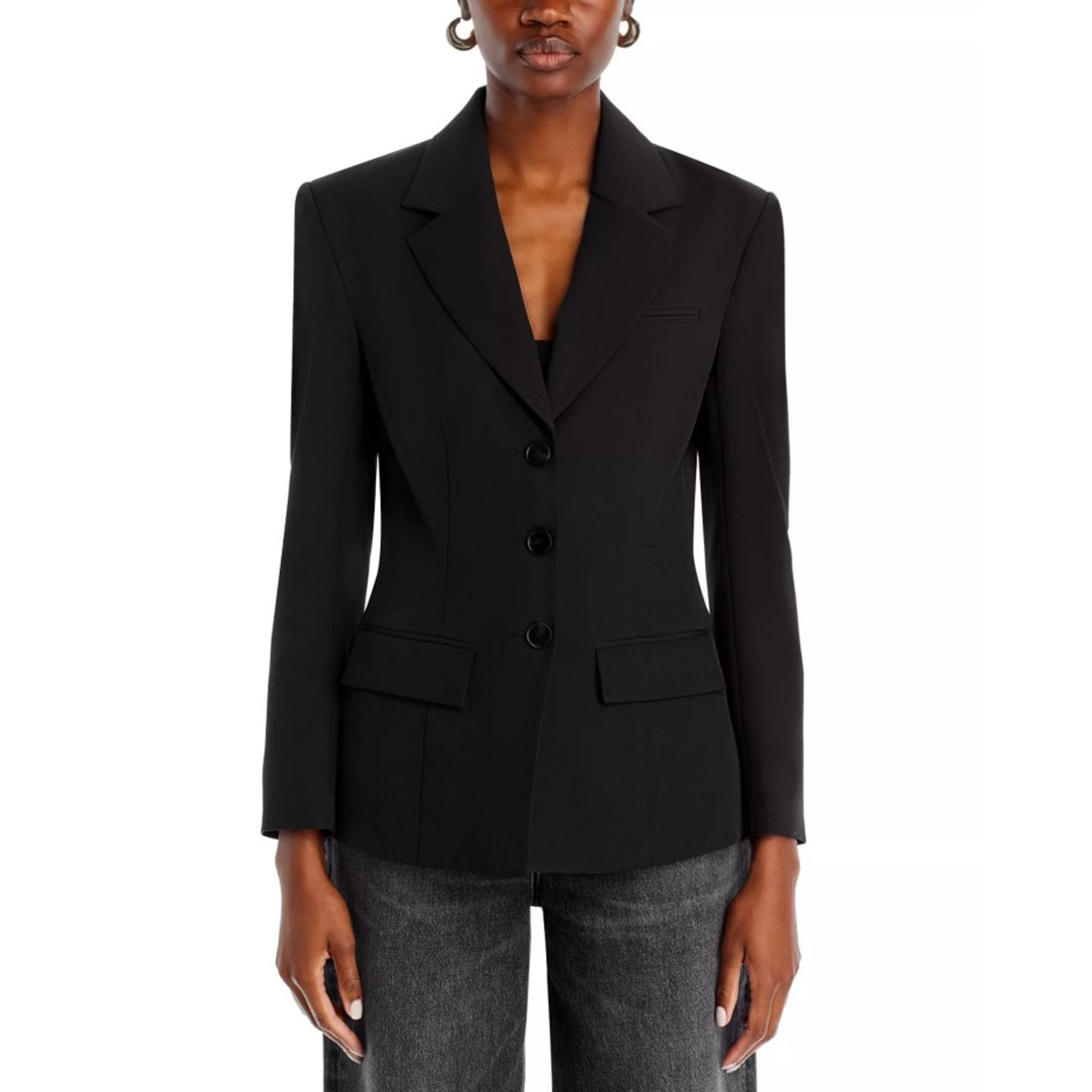 The Unbranded Brand FORE Women Black Classic 3 Button Formal Suit Blazer Size L Size L / US 10 / IT 46 - 1 Thumbnail