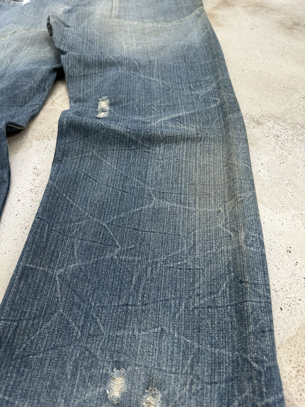 Le Grande Bleu (L.G.B.) Vintage Daily Topics Rainbow Baggy Distressed Washed Whisker Size US 33 - 14 Thumbnail