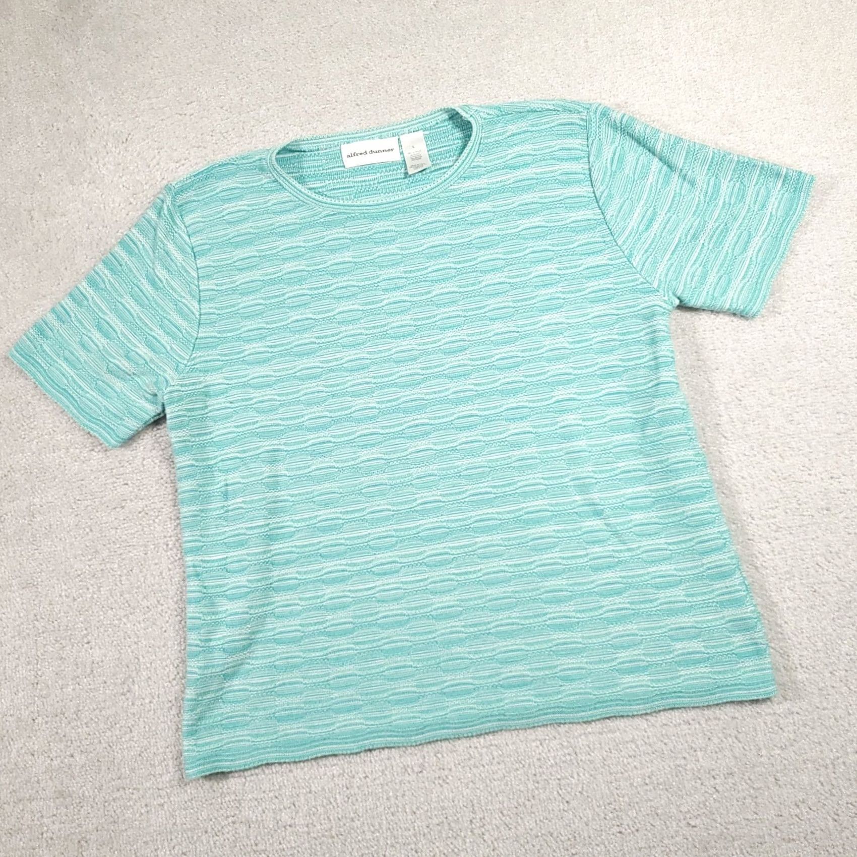 Vintage VINTAGE Alfred Dunner Sweater Shirt Womens Large Green Knit Short Sleeve Made In USA Size L / US 10 / IT 46 - 2 Thumbnail