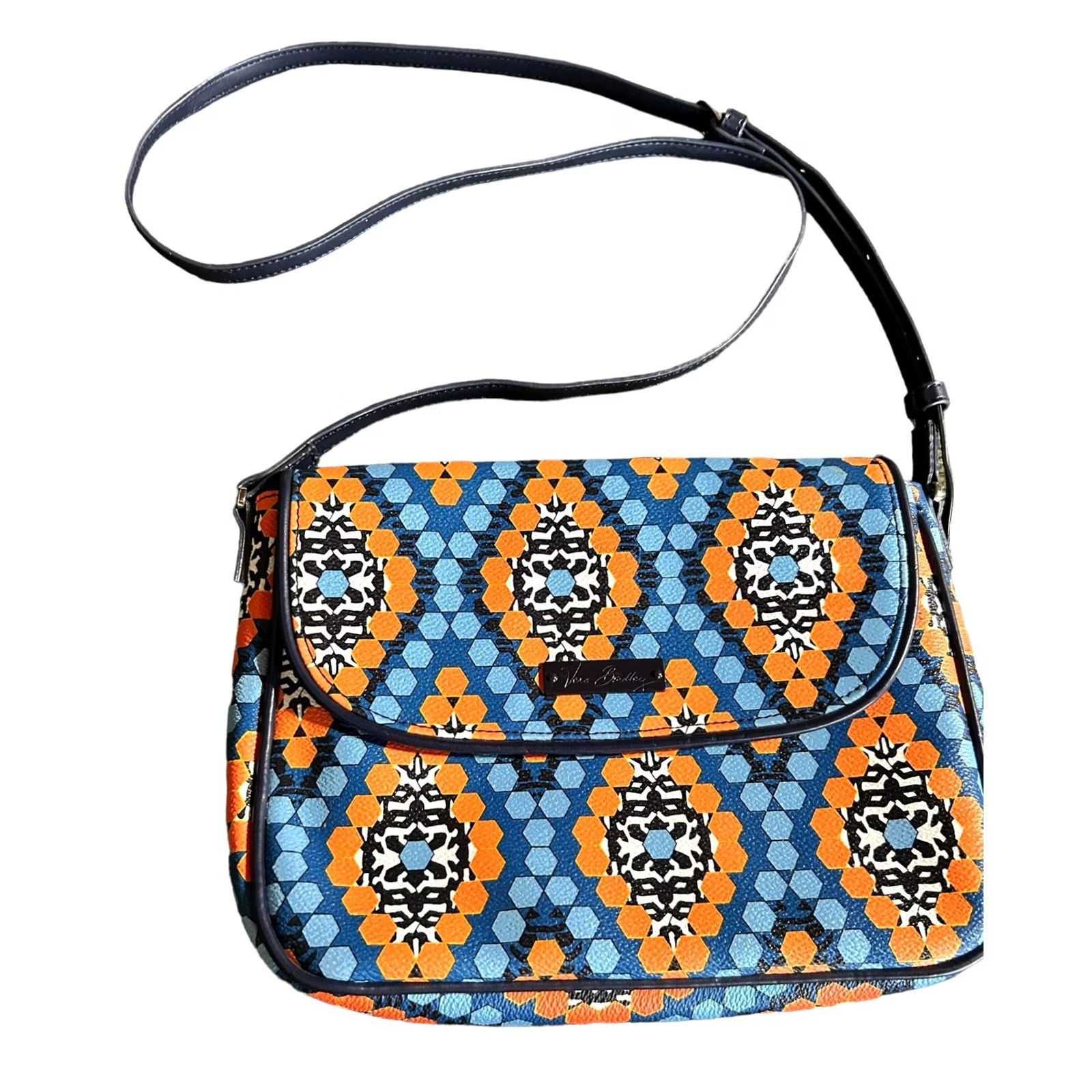 Vintage Vera Bradley Crossbody Wallet Wristlet Purse Beads Marakeesh Blue Orange Paisley Womens Handbag Medium 15in Strap Size ONE SIZE - 2 Thumbnail