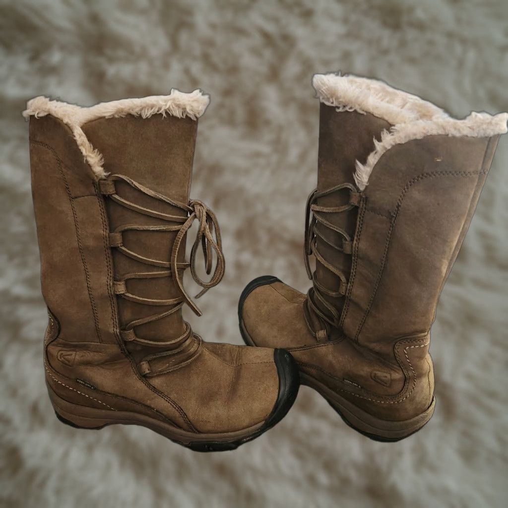 KEEN VINTAGE KEEN Womens 6.5 Waterproof Brown Leather Lace Up Boots Snow Warm Dry Keen Size US 7 / IT 37 - 1 Thumbnail