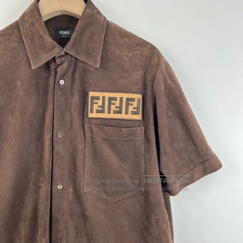 Fendi Fendi Dark brown FF embroidered suede short-sleeve jacket Size US M / EU 48-50 / 2 - 4 Thumbnail
