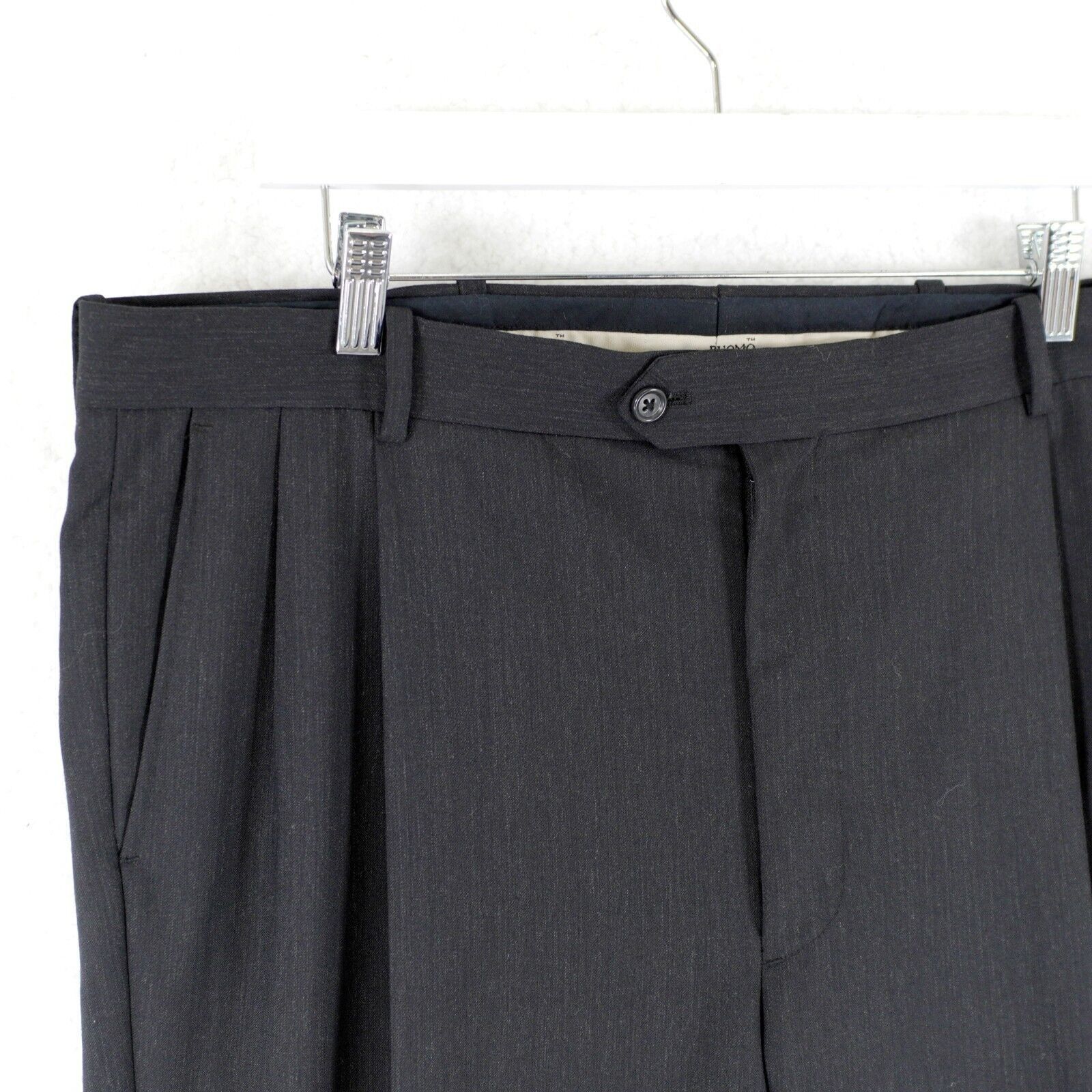 Pronto Uomo Pronto Uomo Wool Blue Pleated Cuffed Mid Rise Dress Pants 38 Size 38R - 3 Thumbnail
