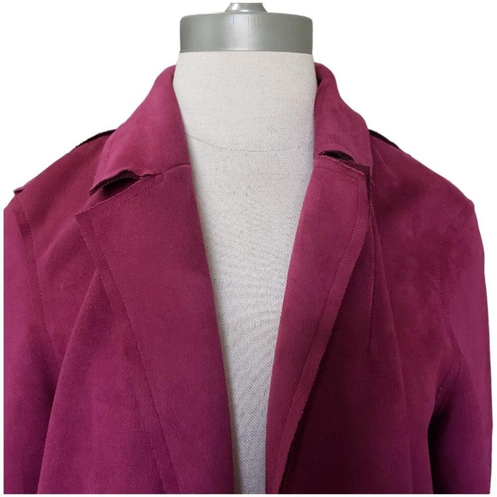 Designer CT1173 Tahari Faux Suede Blazer with Slits & Pockets S/P Size S / US 4 / IT 40 - 2 Thumbnail