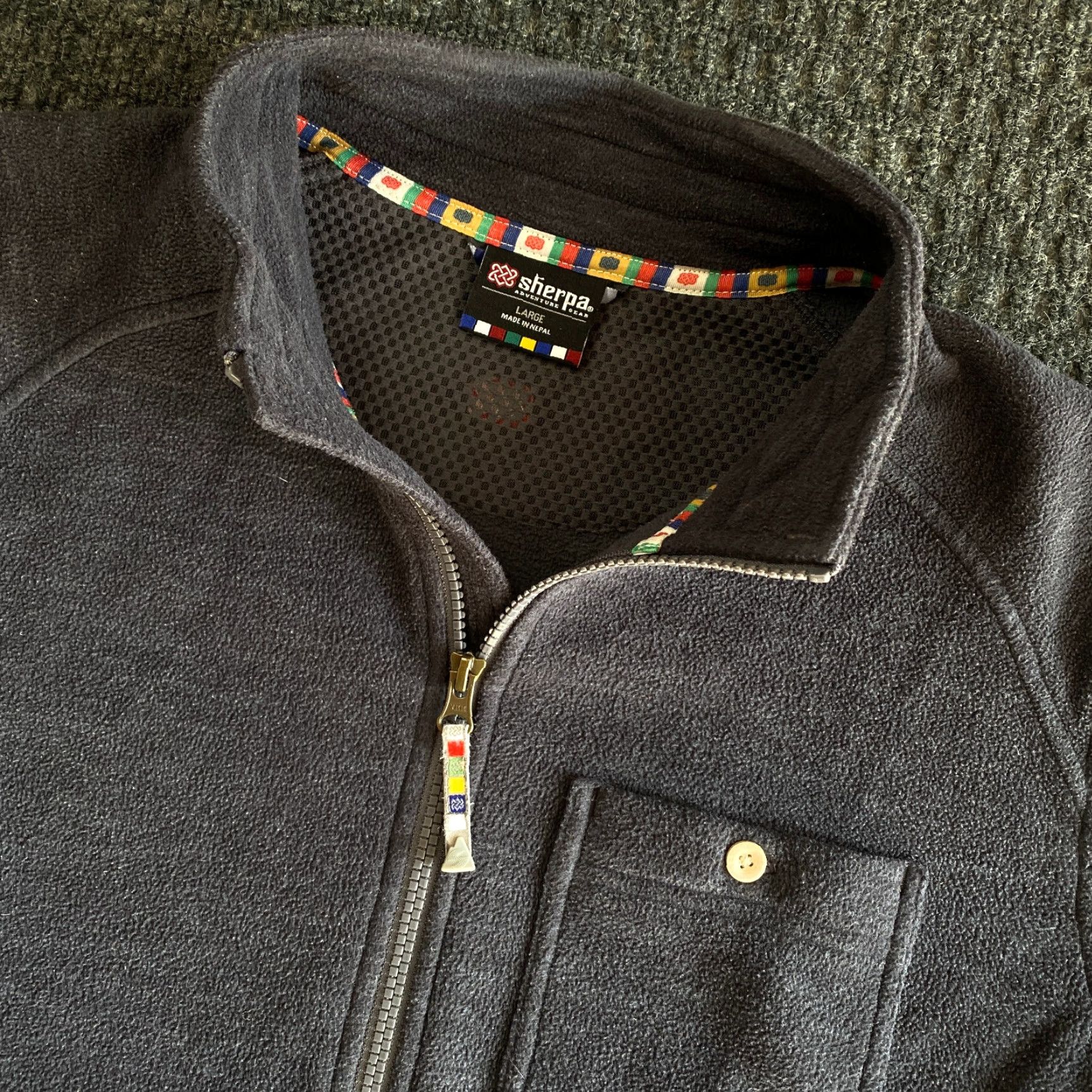 Vintage Sherpa Adventure Gear Men Sweater Zip Up Fleece Navy Blue L Mock Neck Full Zip Casual Knit Pullover Vintage: No Size US L / EU 52-54 / 3 - 2 Thumbnail