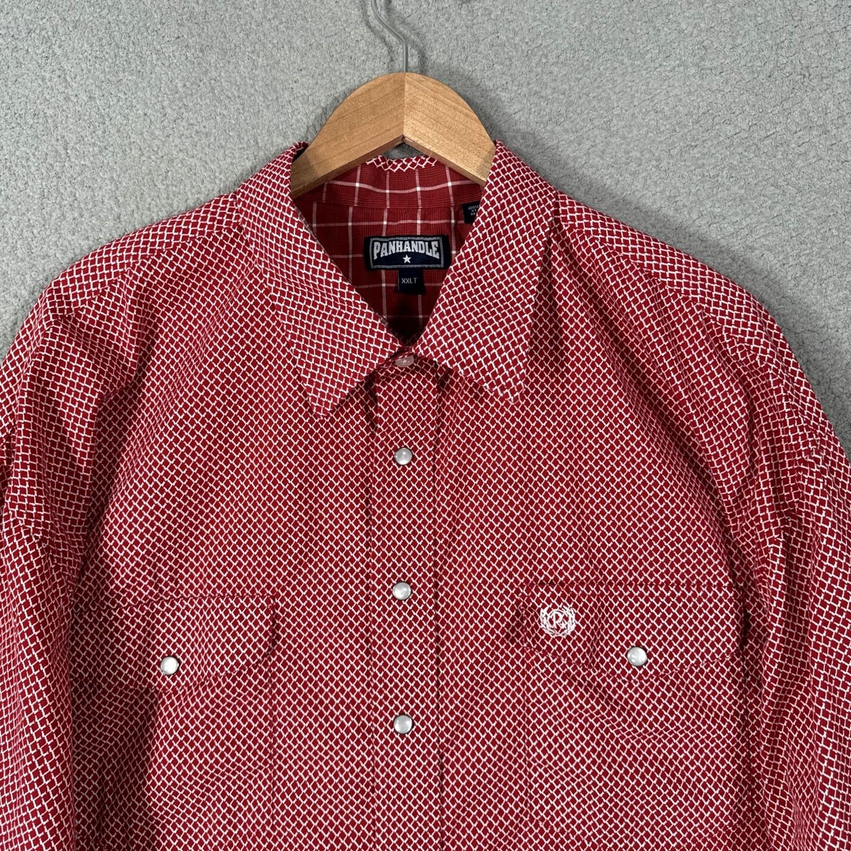 Vintage Panhandle Slim Western Pearl Snap Shirt Mens 2XLT Red Geometric Cowboy Size US XXL / EU 58 / 5 - 2 Thumbnail
