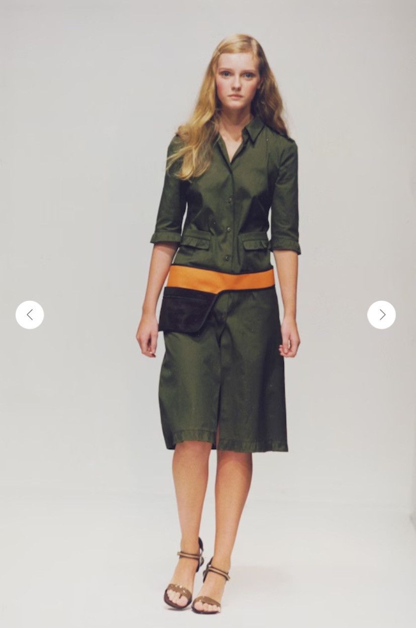 Miu Miu Miu Miu S/S1999 Ruffle Edge Dress in Olive Green Size S / US 4 / IT 40 - 2 Thumbnail
