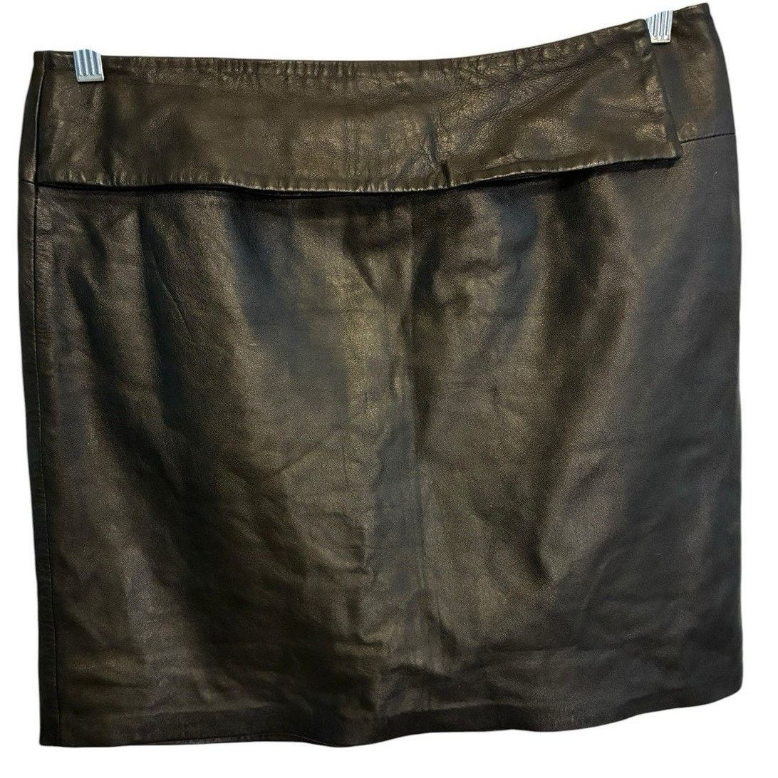 I.N.C VTG Black Leather Mini Skirt Buckle Belt 80s Retro Sexy 12 Size 34" / US 12 / IT 48 - 3 Thumbnail