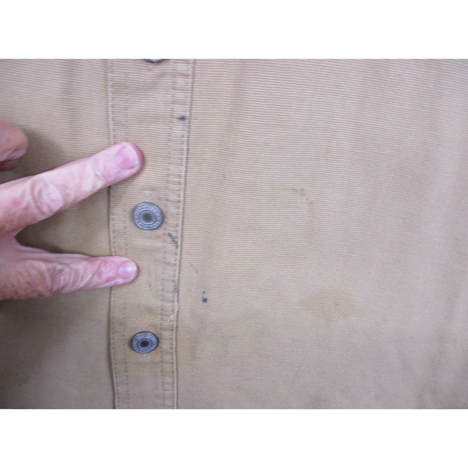 Vintage Jesse James Work Jacket Mens 2XL Canvas Button-Up Dual Pocket Lined Beige Industrial Camouflage? (No, keep to original words) Size US XXL / EU 58 / 5 - 6 Thumbnail