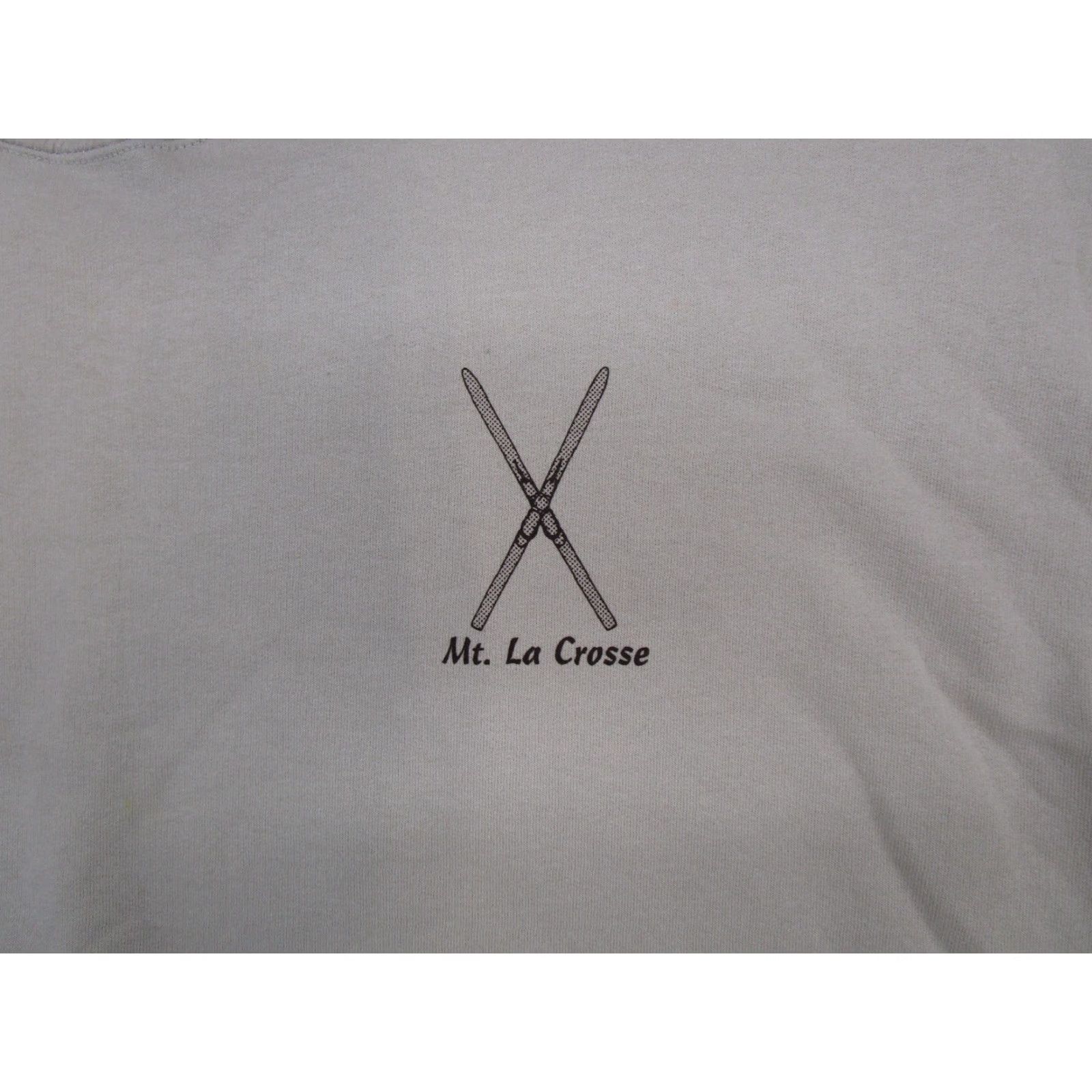 Gildan VTG Y2K Mt La Crosse Wisconsin Ski Snowboard Resort Sweatshirt Mens Size 2XL Beige Cotton Logo Pullover Sweatshirt Winter Sports Mens Size US XXL / EU 58 / 5 - 2 Thumbnail