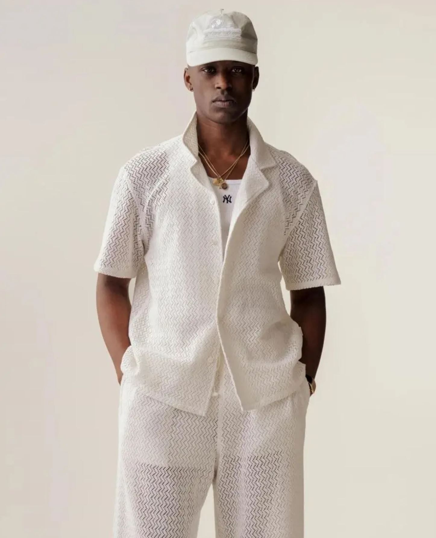 Aimé Leon Dore Lace Resort Shir white S Aime Leon Dore Aime Leon Dore Lace Resort Shirt Bright White
