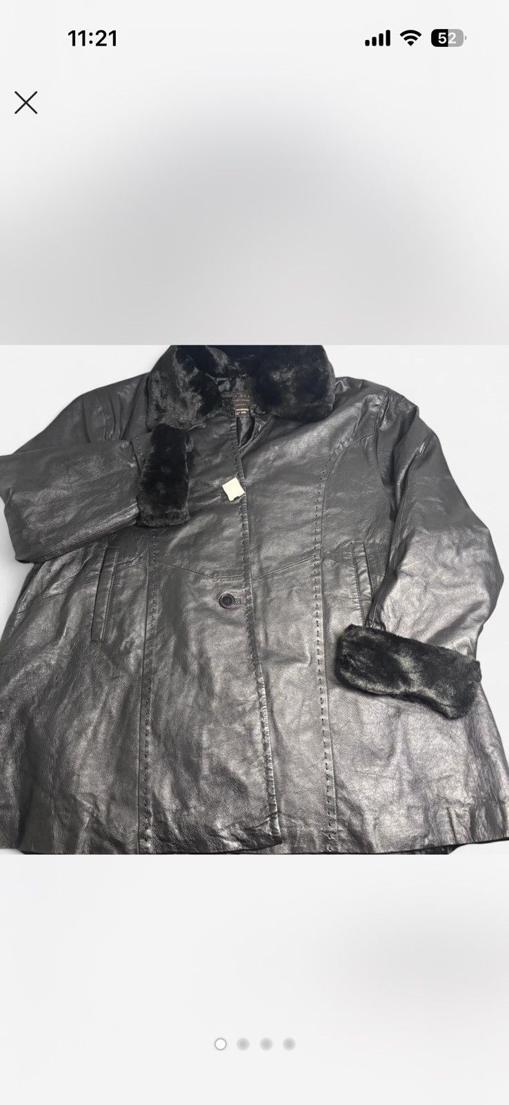 Other Black genuine leather jacket with fur collar Size 3XL / US 20-22 - 1 Thumbnail
