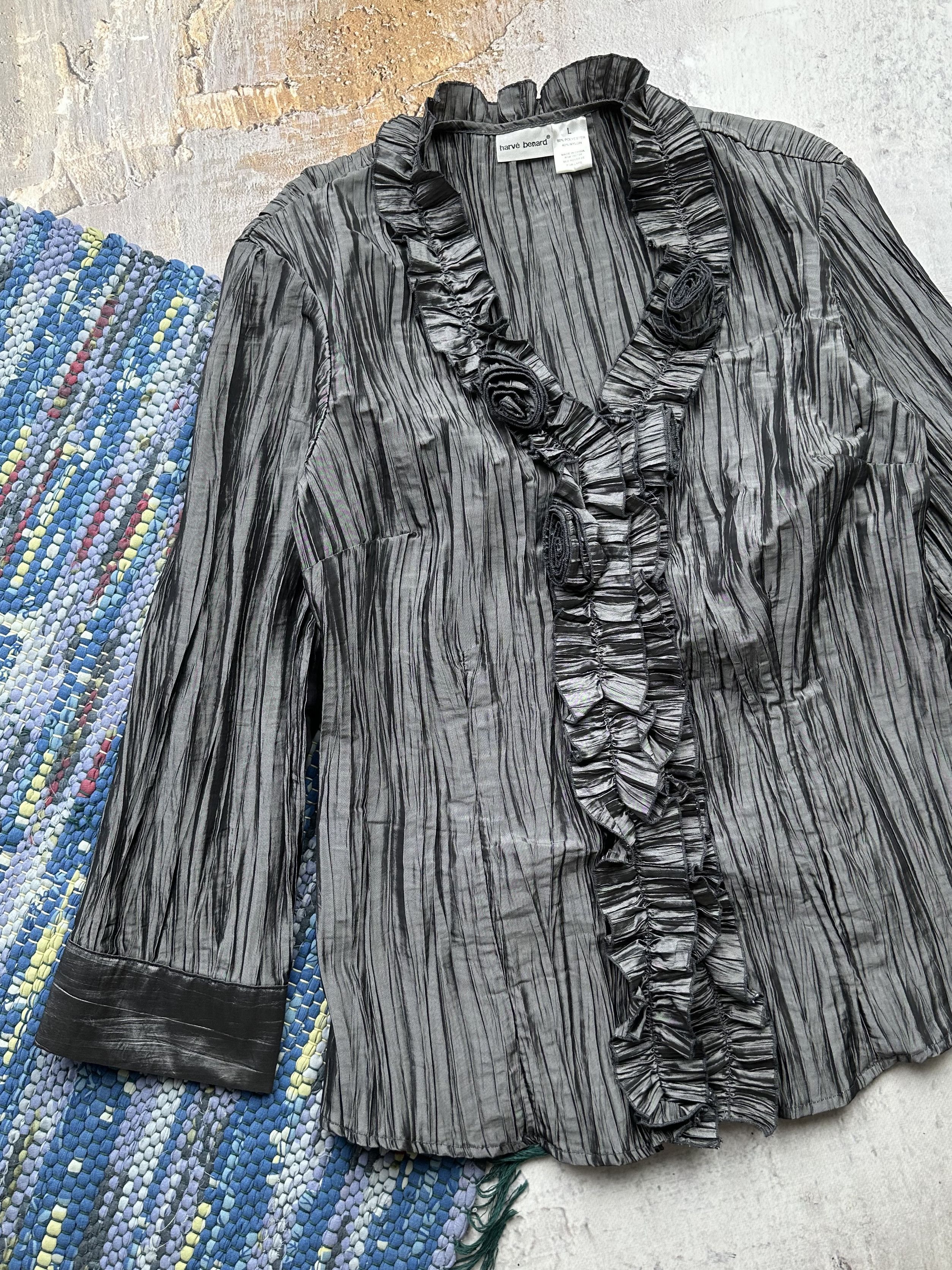 Japanese Brand Vintage Pleated Blouse A459(241) Size L / US 10 / IT 46 - 2 Thumbnail