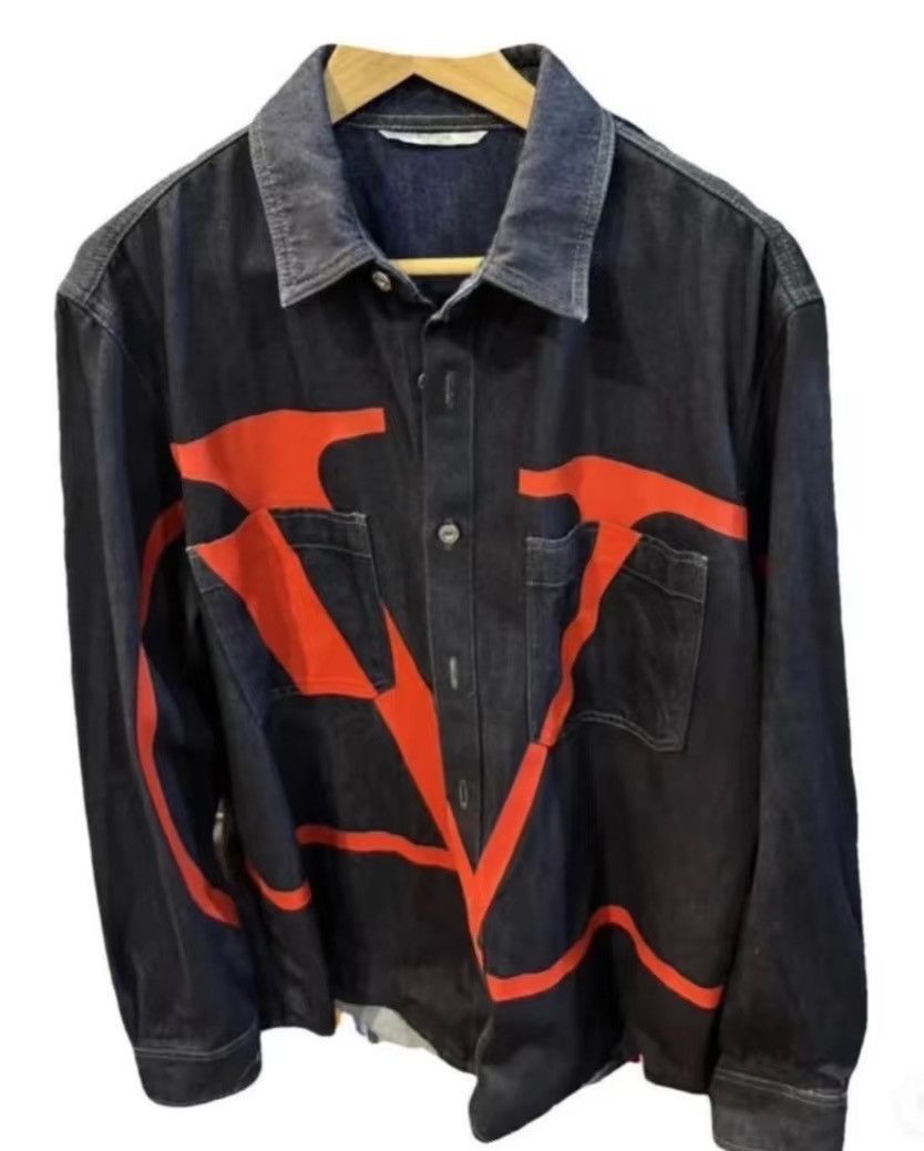 Valentino Valenino Red V Denim Jacket Size US XL / EU 56 / 4 - 1 Thumbnail