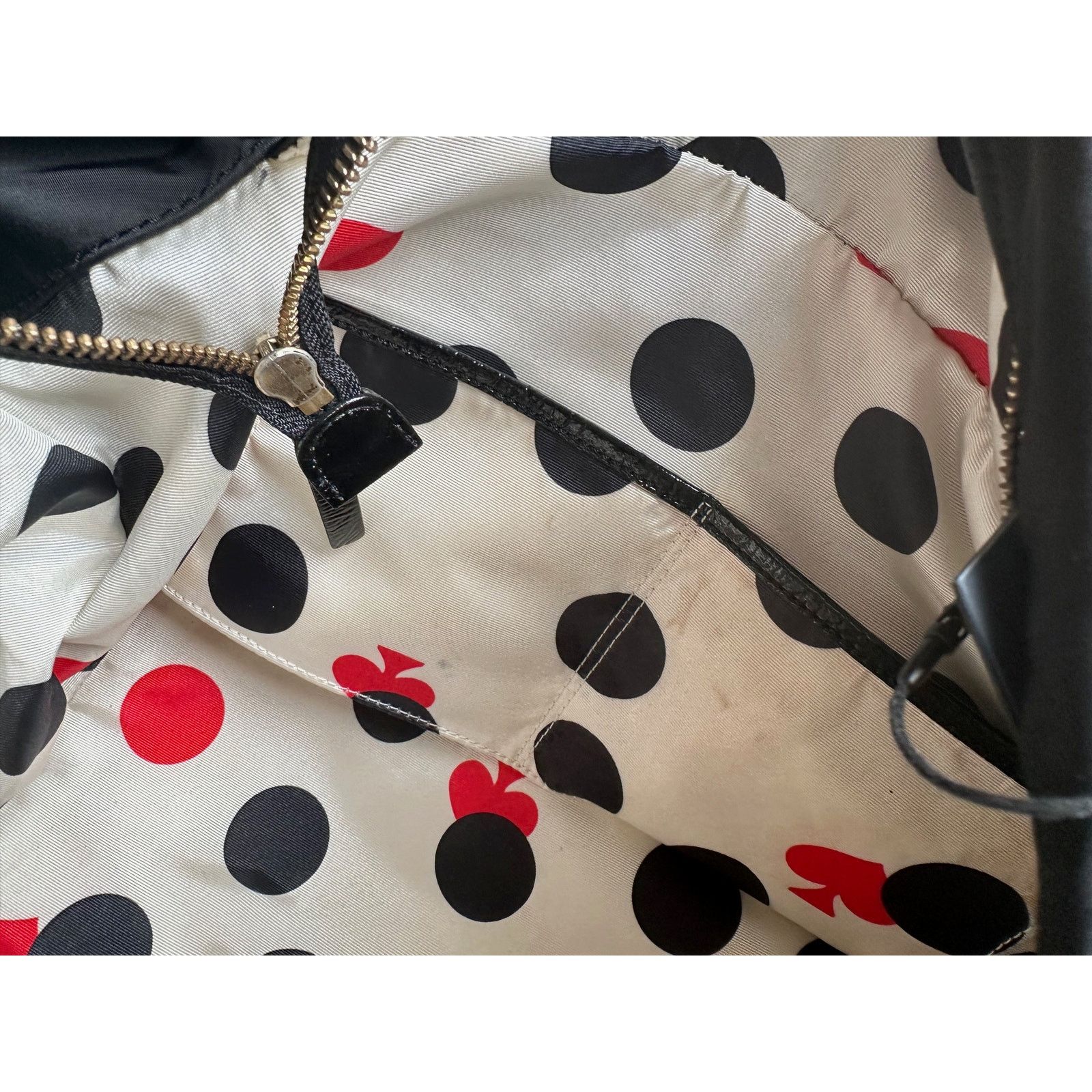 Kate Spade Kate Spade Black Nylon Ribbon Handbag - Polka Dot Interior Size ONE SIZE - 9 Thumbnail