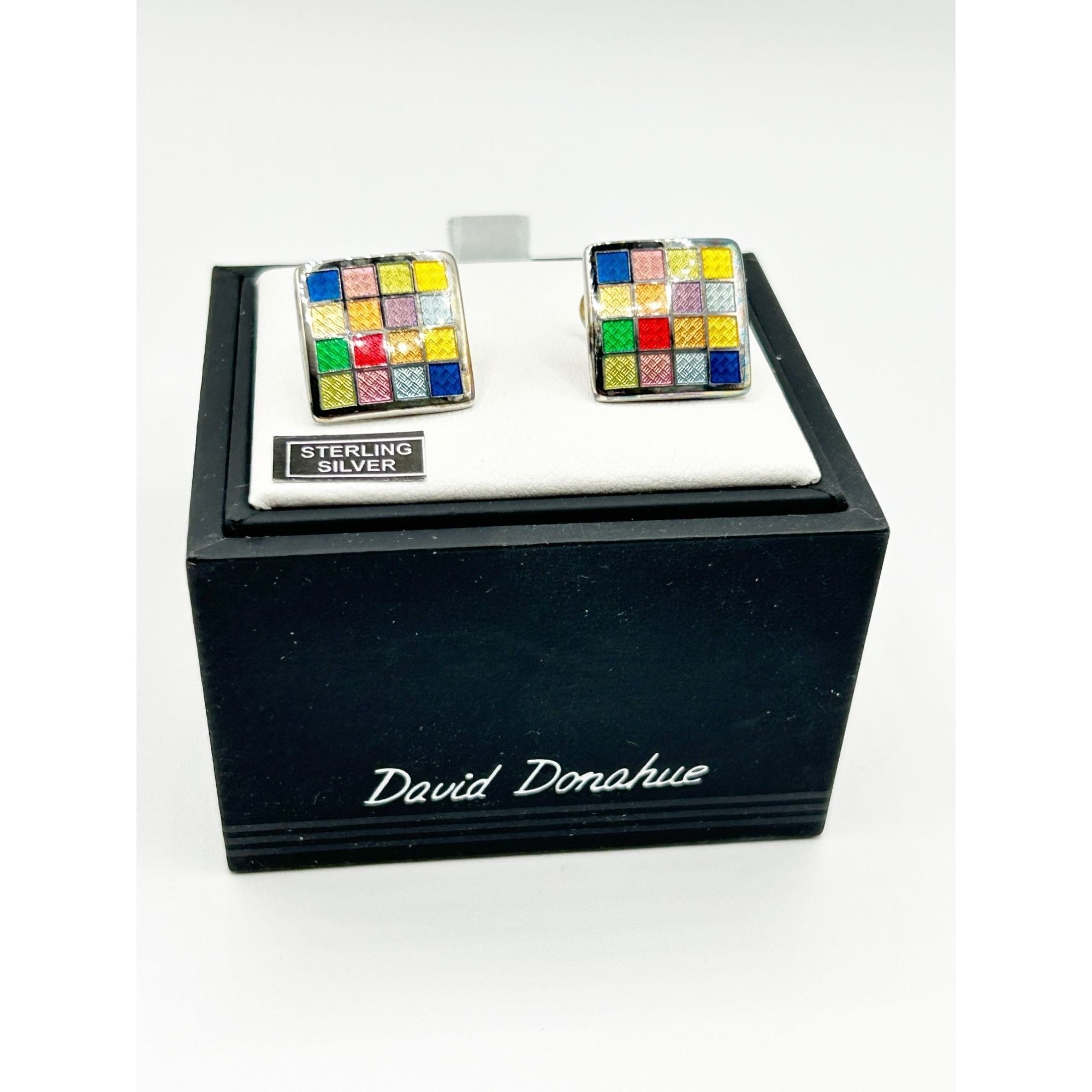 David Donahue David Donahue Men's Multicolor Sterling Silver Cuff Links Size ONE SIZE - 1 Thumbnail