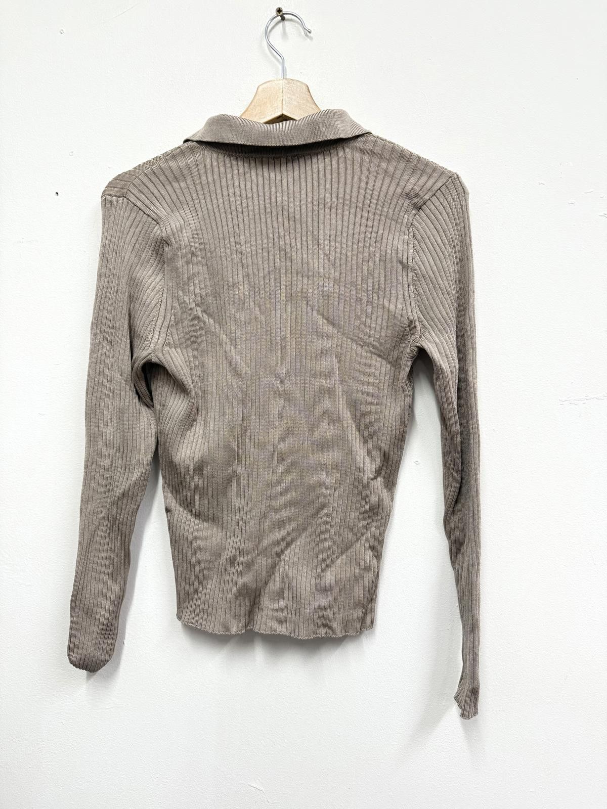 Abercrombie & Fitch Abercrombie & Fitch Ribbed Beige Button-Up Cardigan Size L Size L / US 10 / IT 46 - 4 Thumbnail
