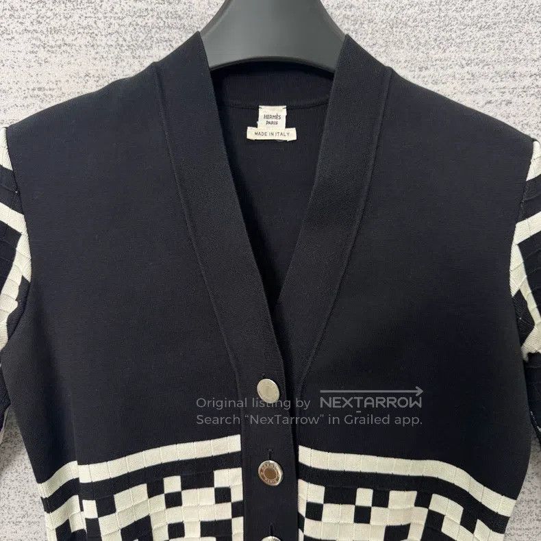 Hermes Hermes Black and White Colorblocked Knit Open Cardigan Size XXS / US 00 / IT 34 - 2 Thumbnail