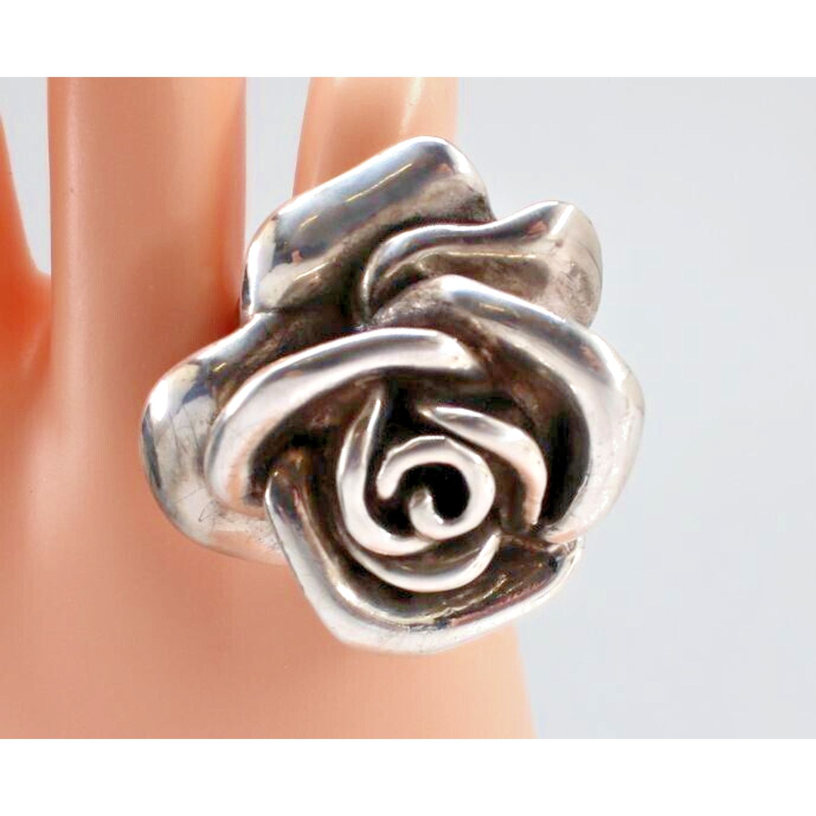 Other Big Beautiful Sterling Sliver Rose Ring •925 1-1/2" Size 7 Size ONE SIZE - 1 Thumbnail