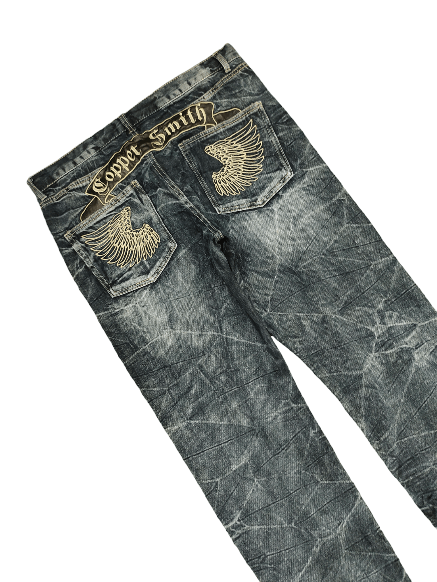 Kapital Copper Smith Embroidered Wings Faded Clawmark Jeans Regular Size US 35 - 6 Thumbnail
