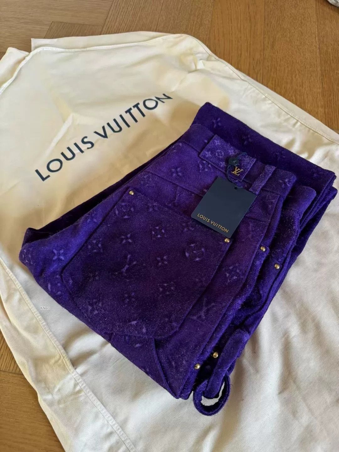 Louis Vuitton Louis Vuitton Purple Monogram Suede Logging Pants Size US 32 / EU 48 - 3 Thumbnail