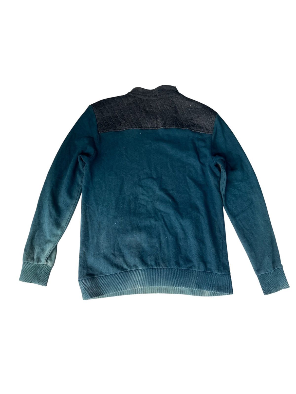 Japanese Brand EVISU Teal Crewneck with Diamond Quilted Shoulder Panels Size US M / EU 48-50 / 2 - 3 Thumbnail