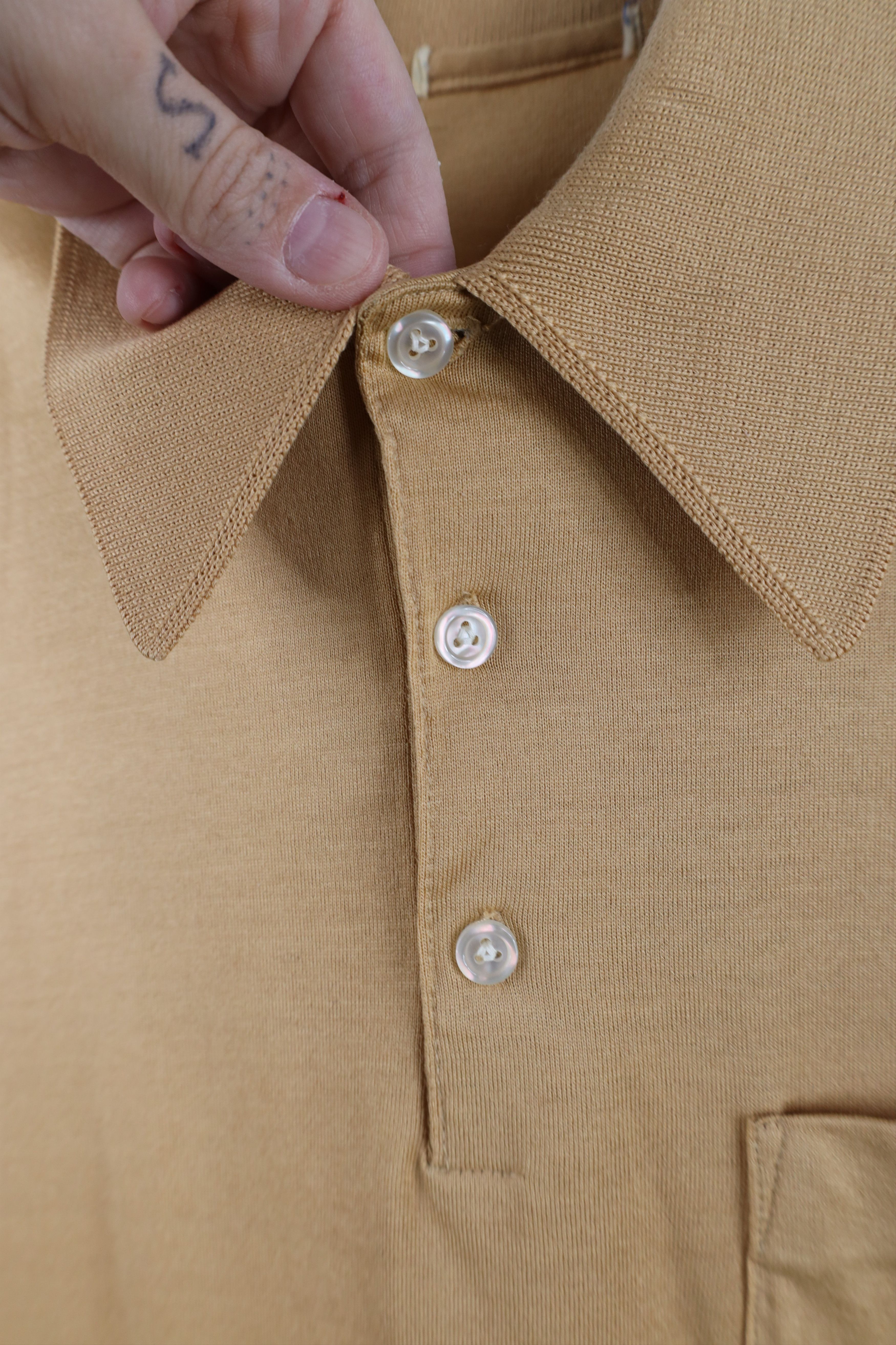 Vintage Vintage 50s 60s Ban Lon Knit Pocket Polo Shirt Beige USA Size US M / EU 48-50 / 2 - 4 Thumbnail