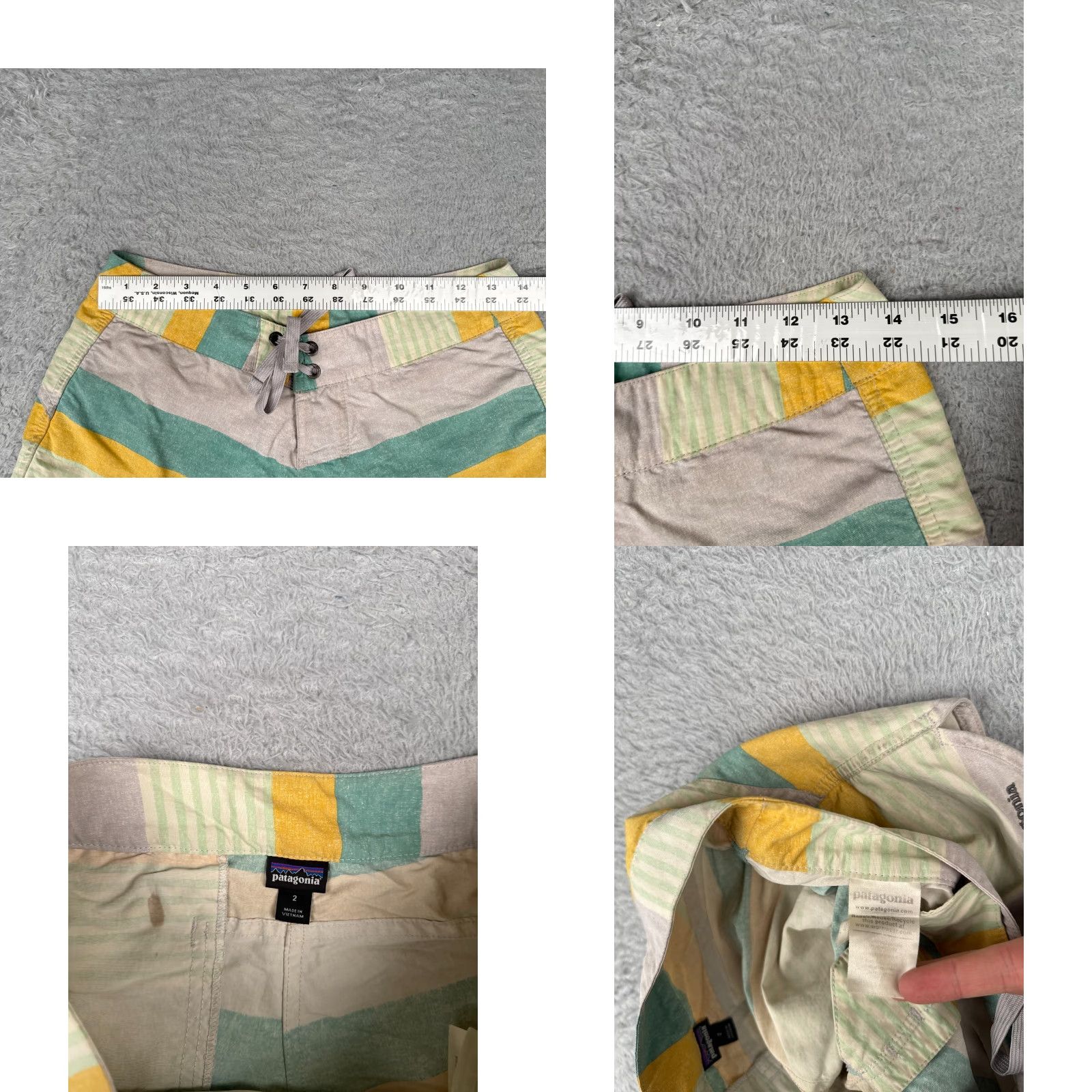 Patagonia Patagonia Womens Board Shorts Swim Trunks Green Stripe 5" Wavefarer Pockets 28x5 Nylon 100% Size ONE SIZE - 8 Thumbnail